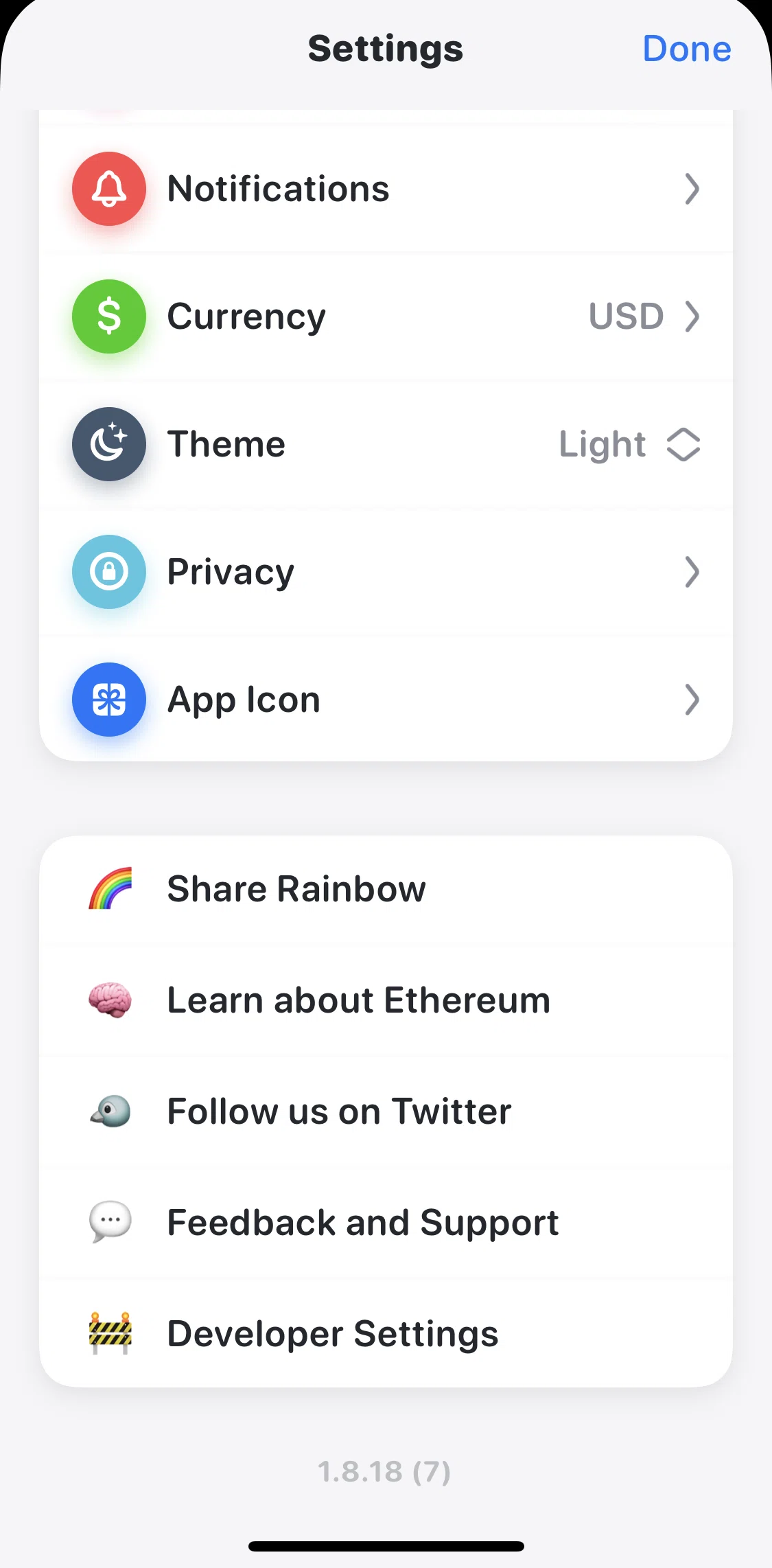 Rainbow Screen screen in the Changing app icon flow