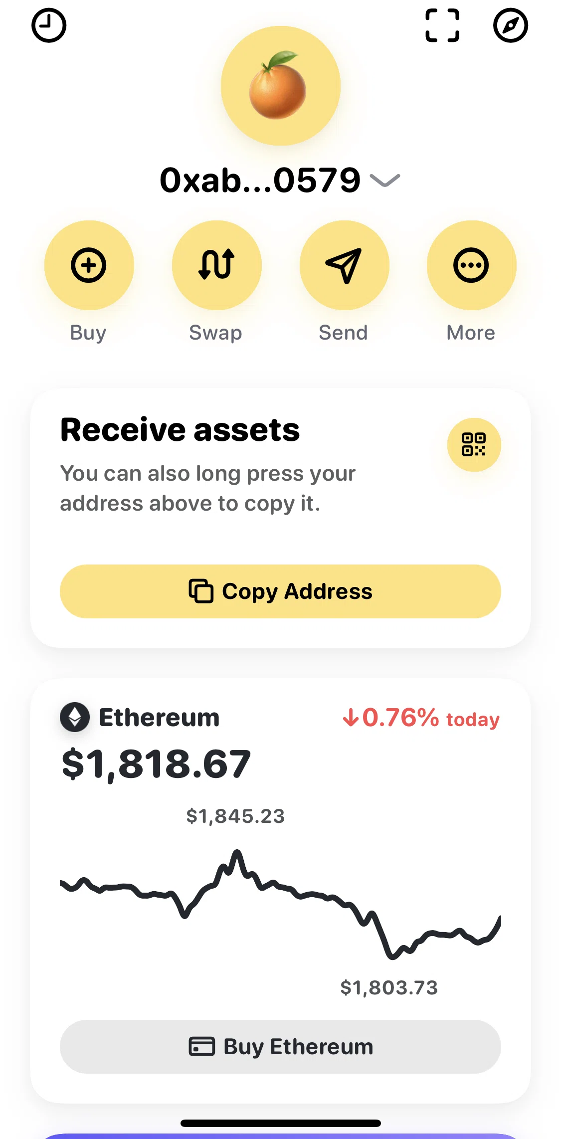 Rainbow Screen screen in the Changing wallet icon flow