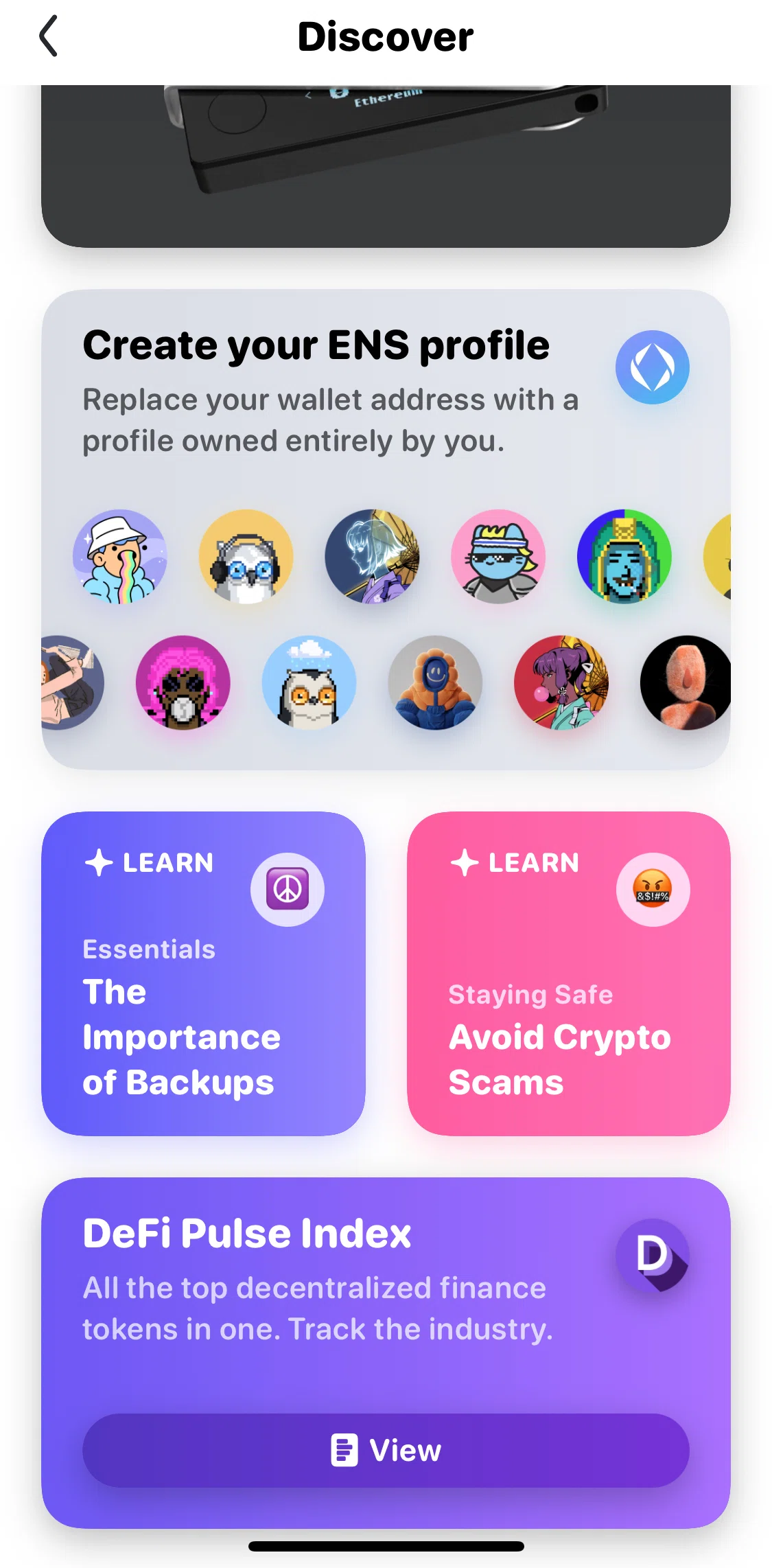 Rainbow Screen screen in the Creating ENS profile flow
