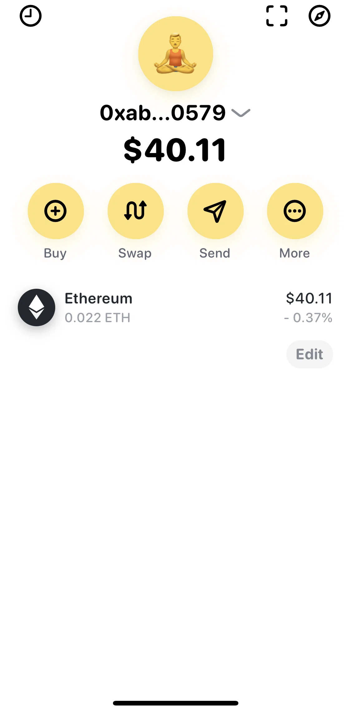 Rainbow Screen screen in the Transaction history flow
