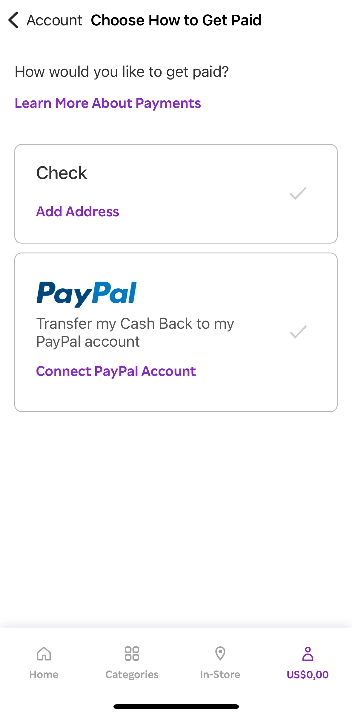 Rakuten Screen screen in the Add check address flow