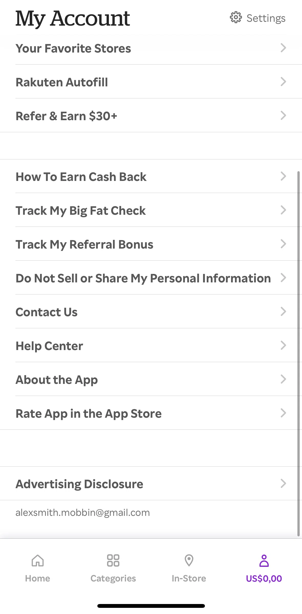 Rakuten Screen screen in the Privacy preferences flow