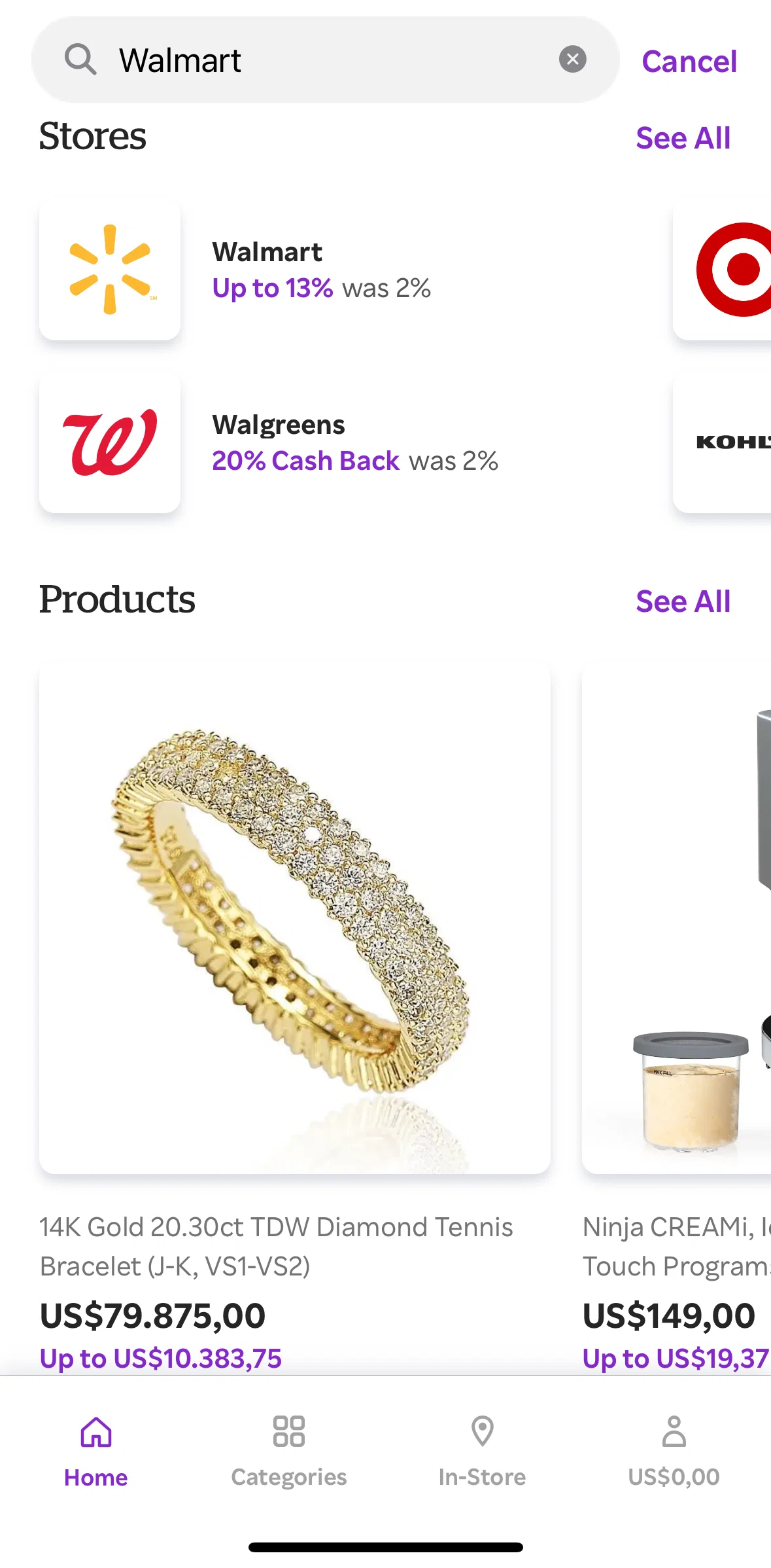 Rakuten Screen screen in the See all products flow