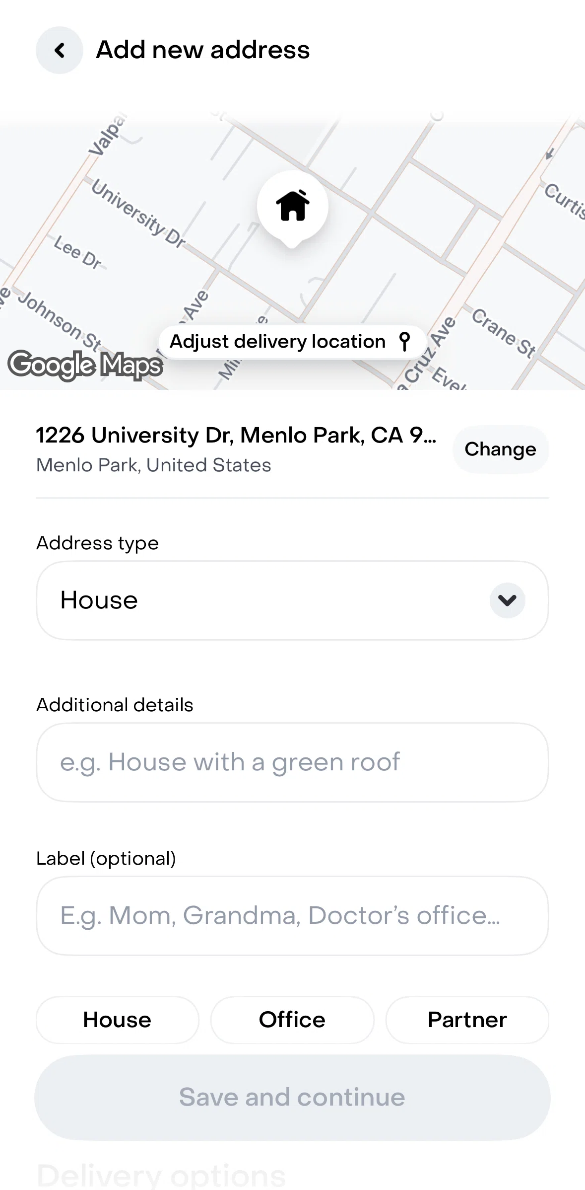 Rappi Screen screen in the Adding lobby location flow