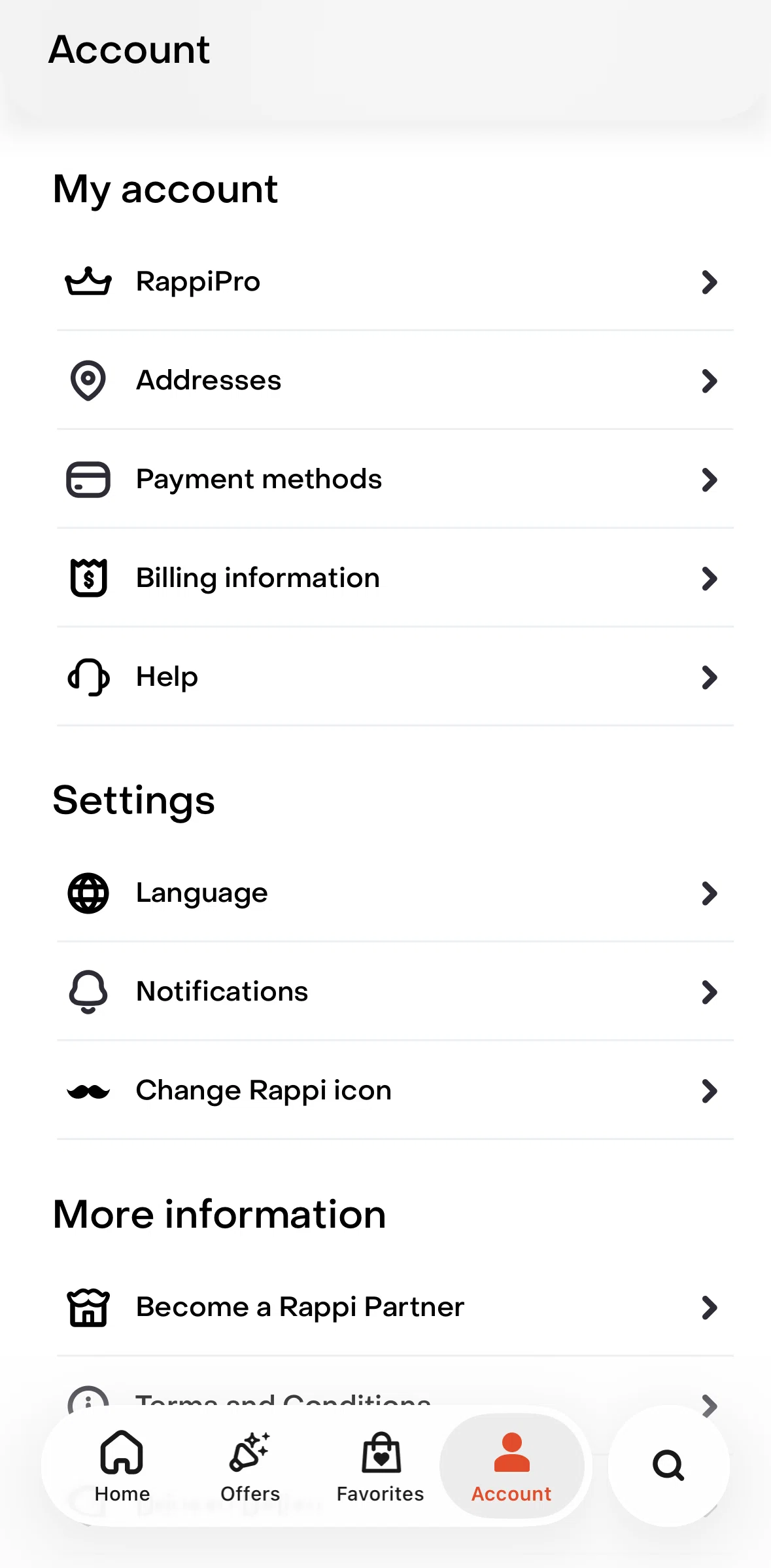 Rappi Screen screen in the Changing app icon flow