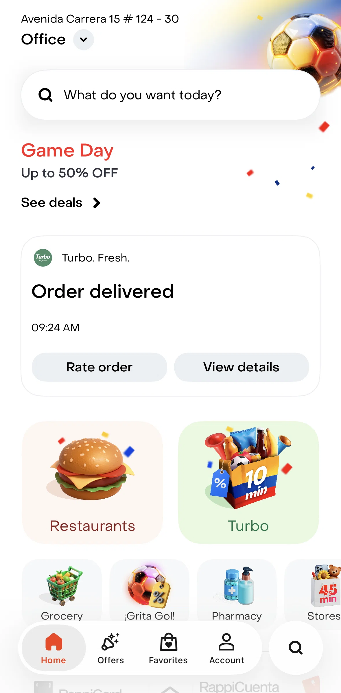 Rappi Screen screen in the Order detail flow