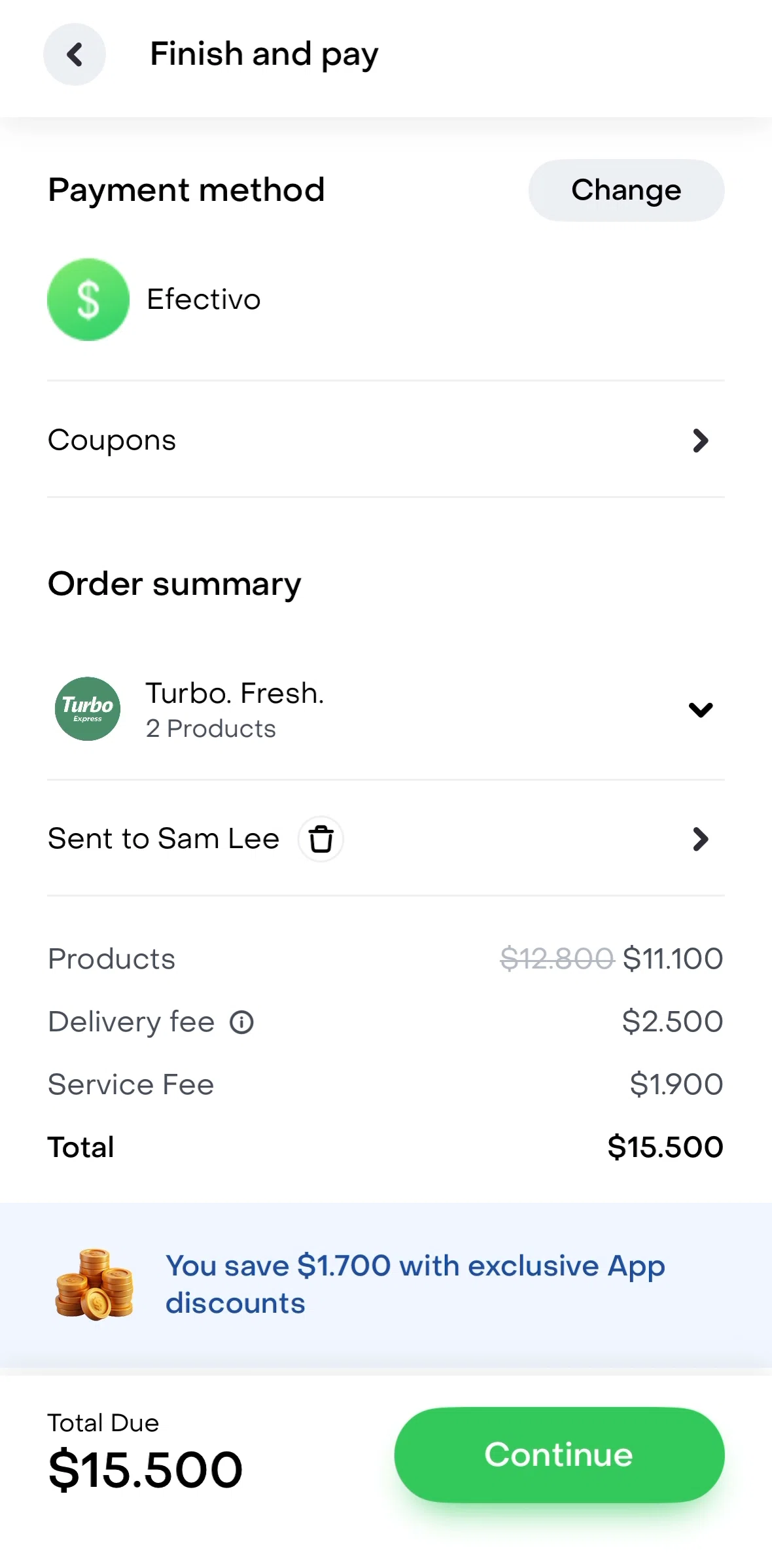 Rappi Screen screen in the Removing a gift flow