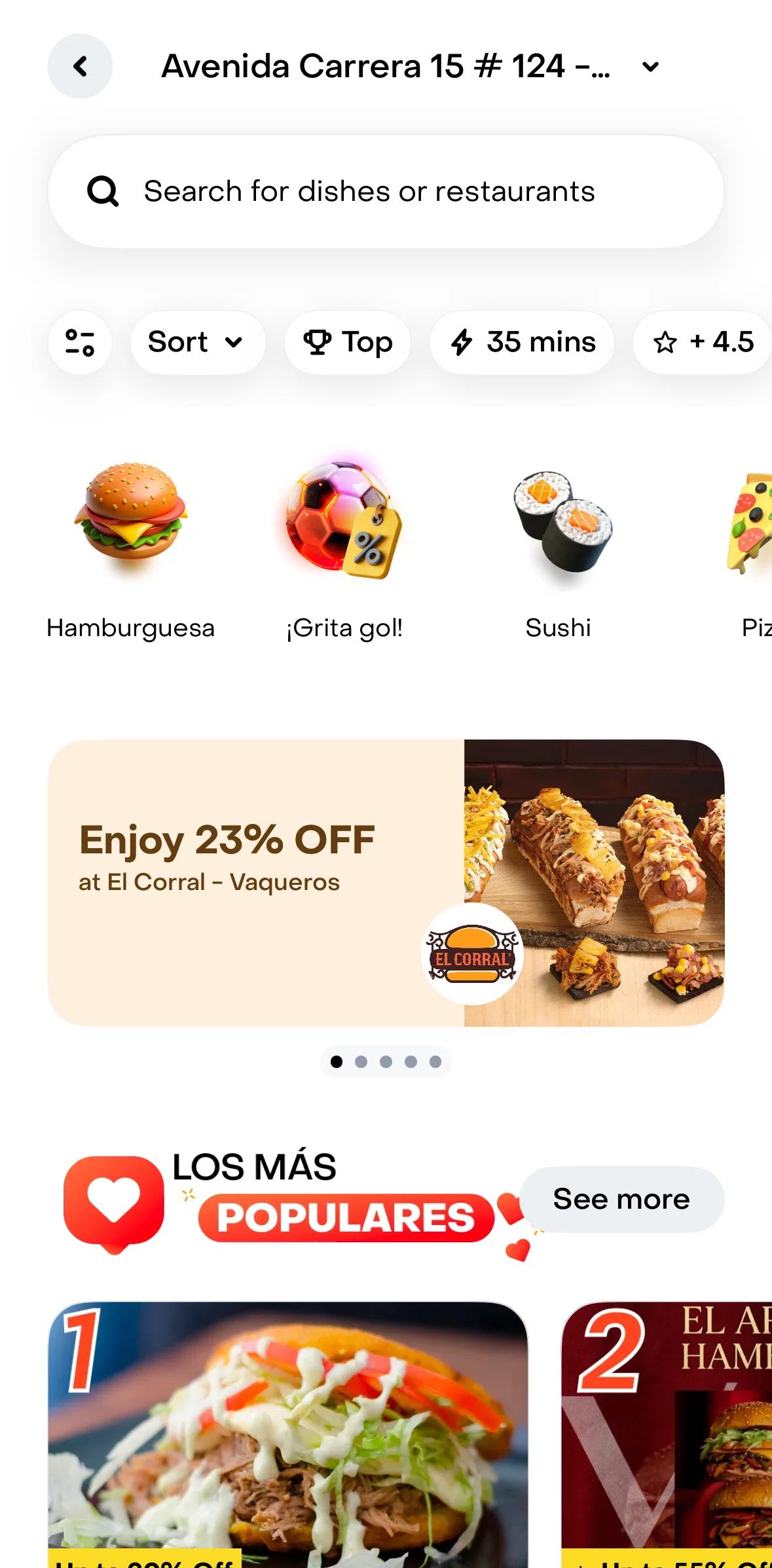 Rappi Screen screen in the Searching restaurants flow