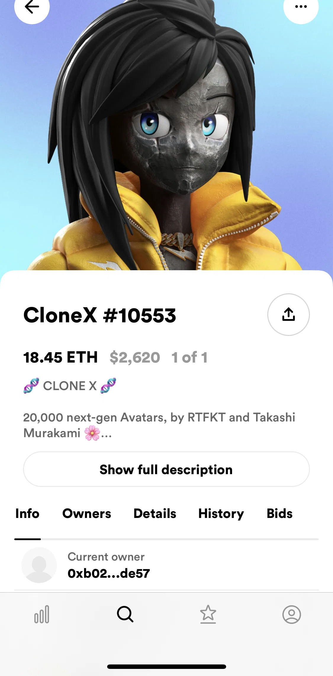 Rarible Screen screen in the Item options flow