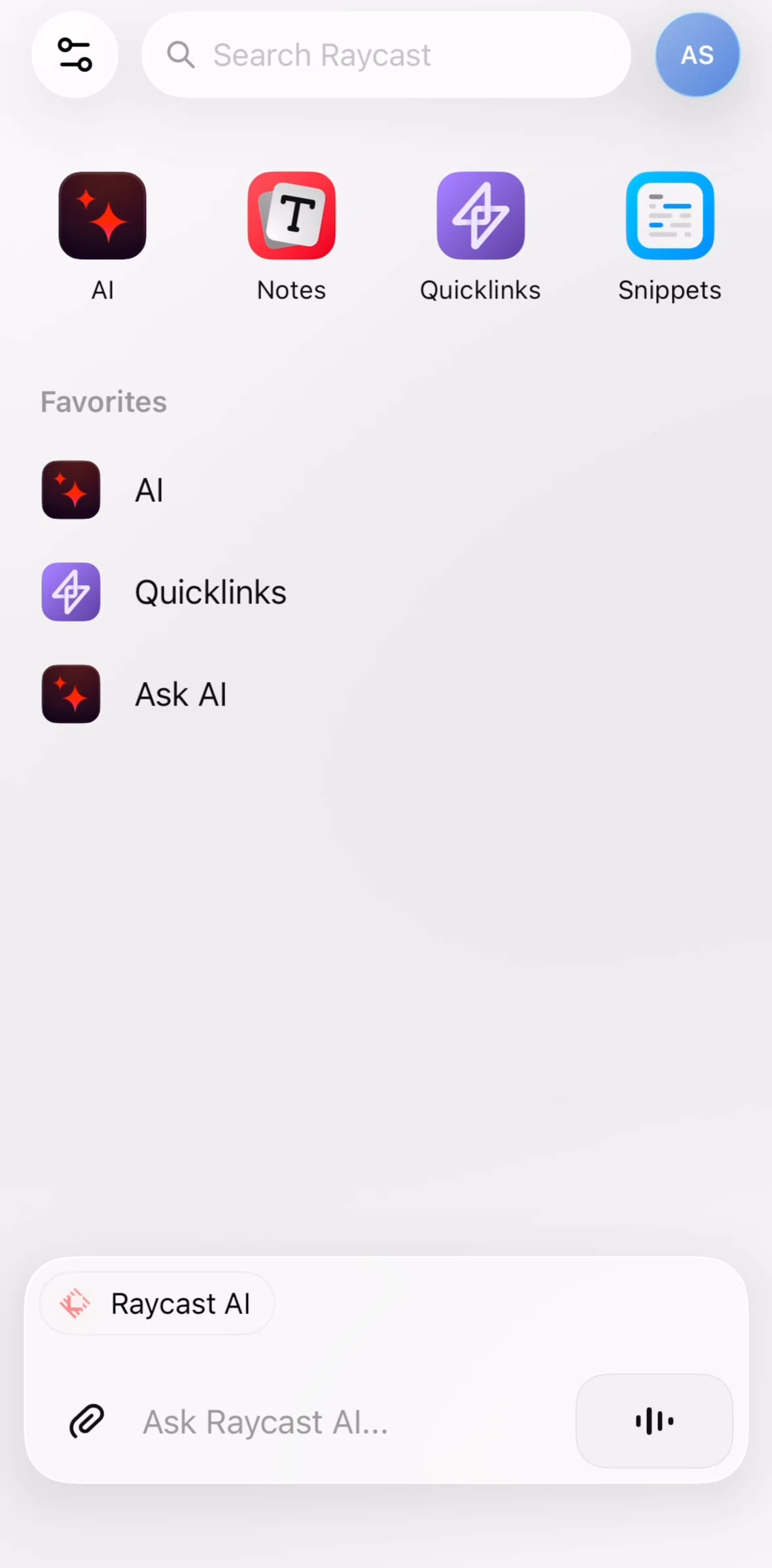 Raycast Screen screen in the AI flow