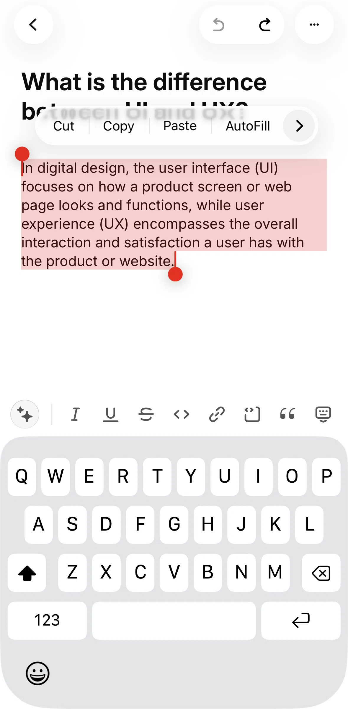 Raycast Screen screen in the Editing a note (inline style) flow