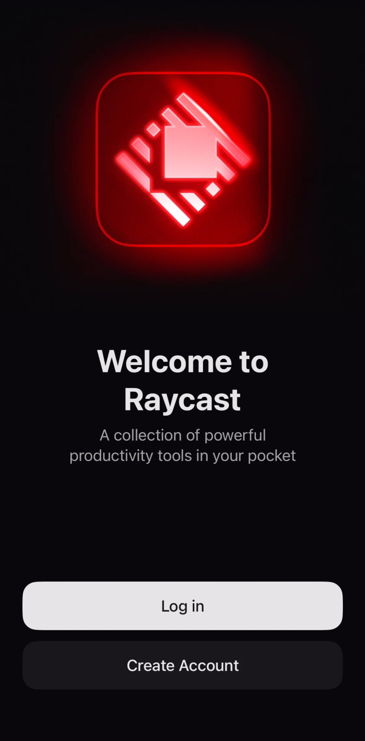 Raycast Screen screen in the Logging in flow