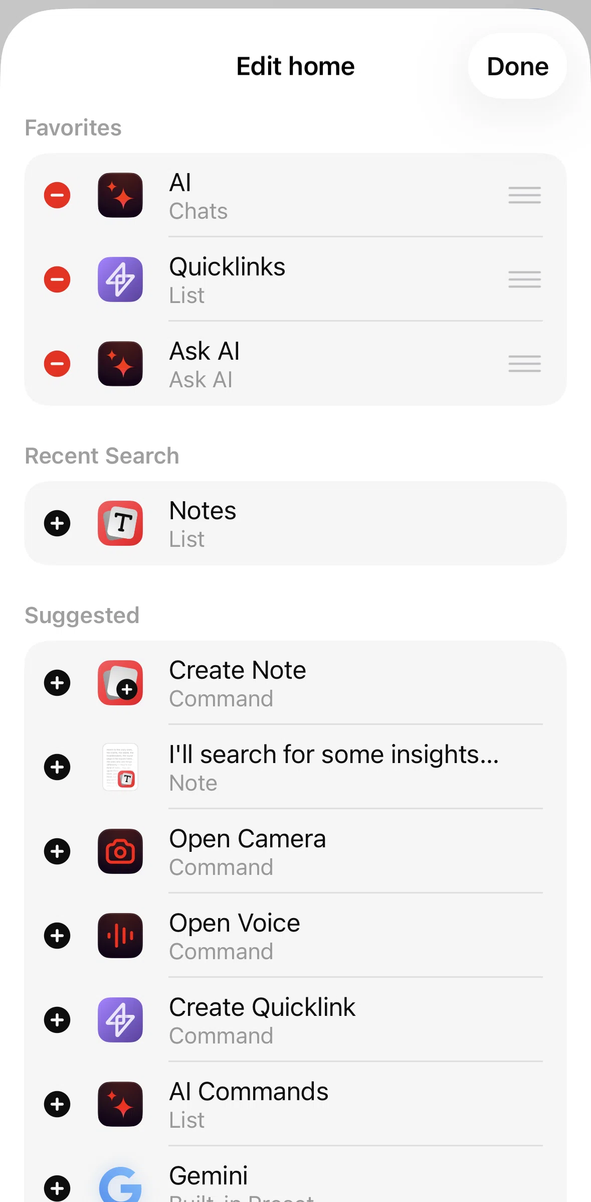 Raycast Screen screen in the Removing a command from favorites flow