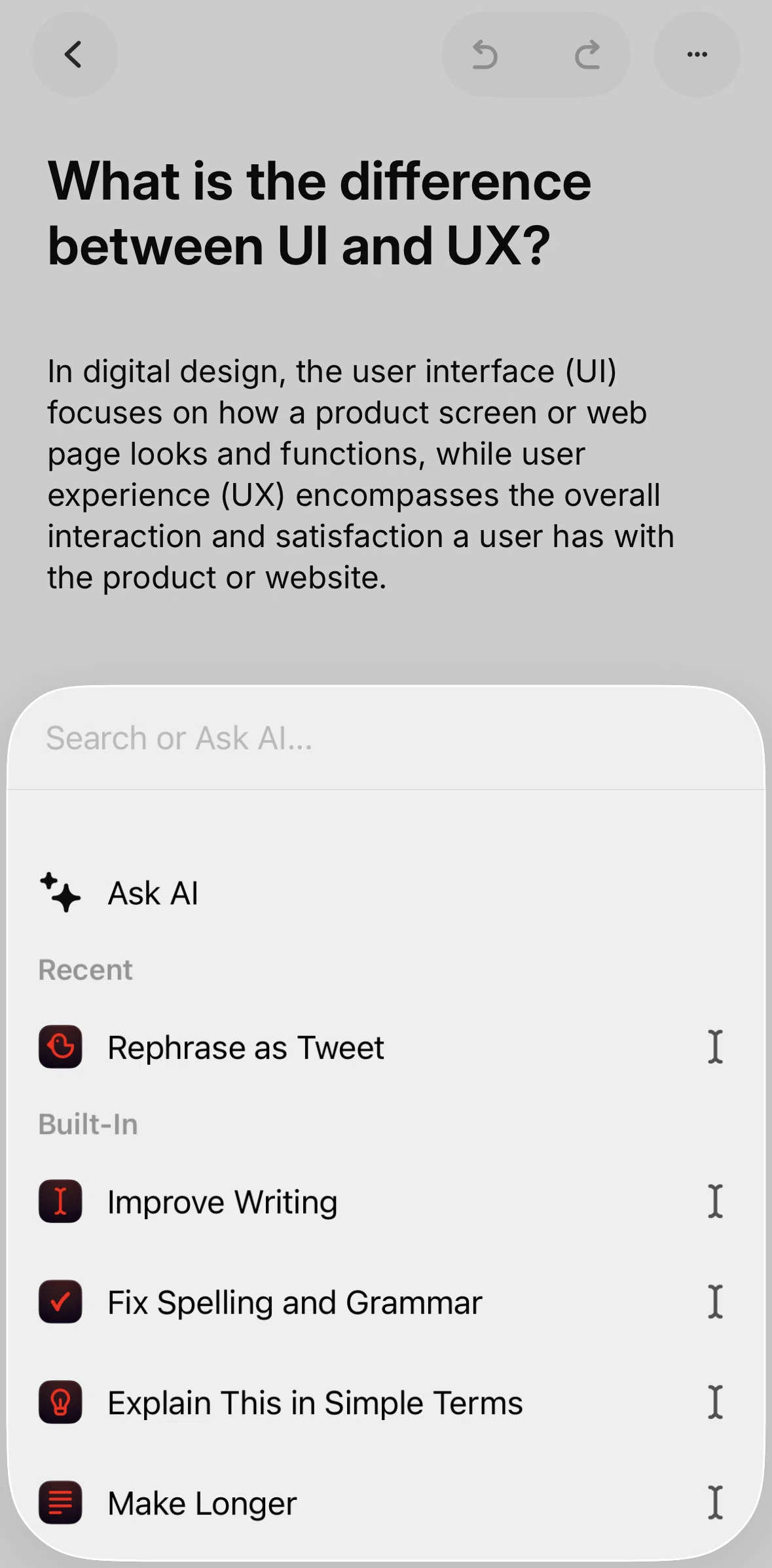 Raycast Screen screen in the Searching commands flow