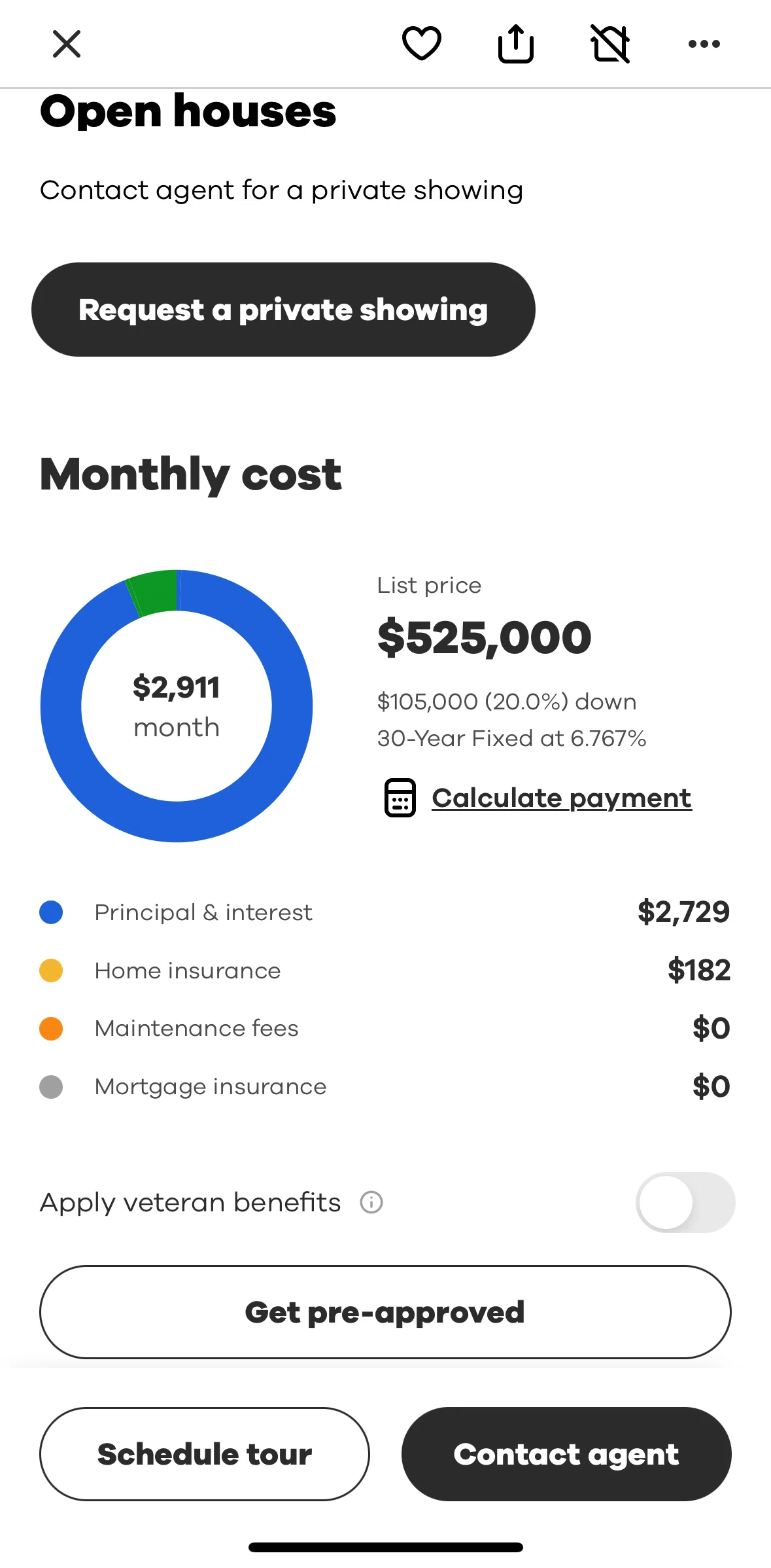 Realtor.com Screen screen in the Calculating a payment flow