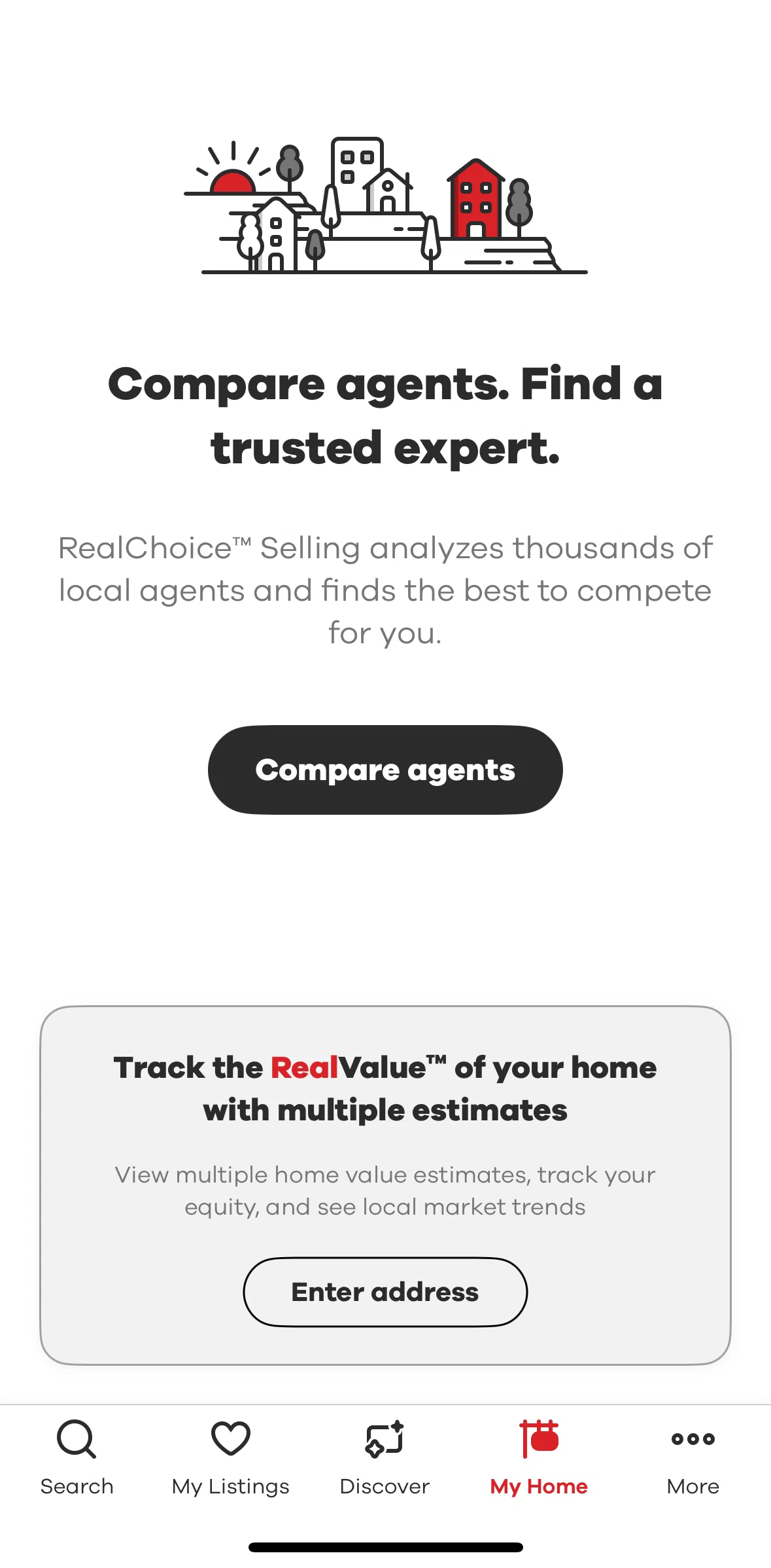 Realtor.com Screen screen in the Claiming a home flow