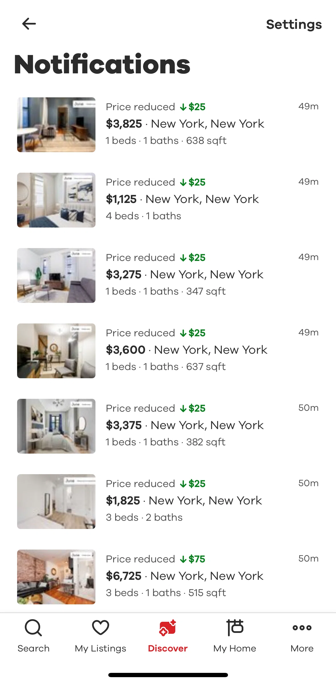 Realtor.com Screen screen in the Editing notification settings flow