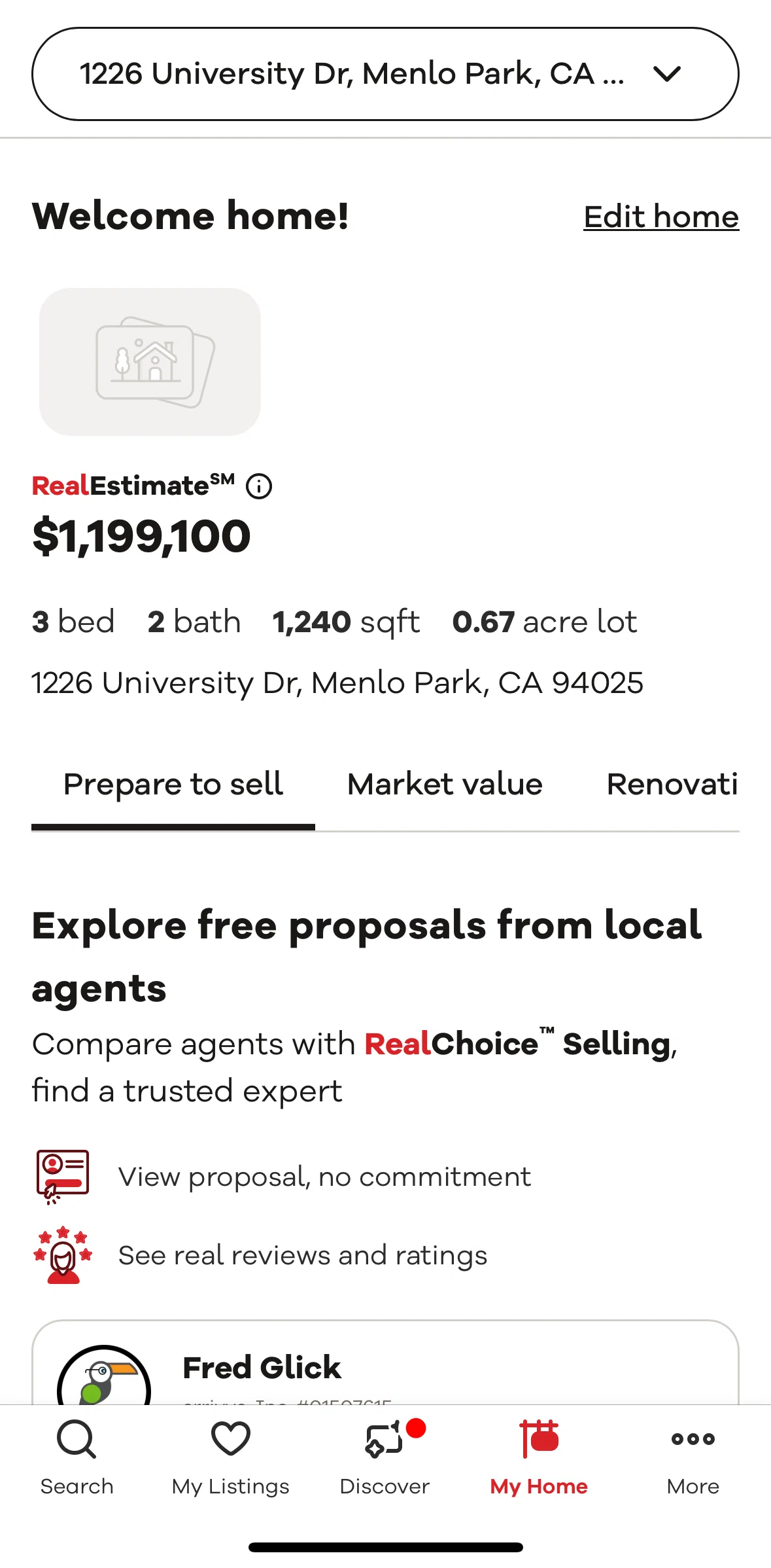 Realtor.com Screen screen in the RealEstimate information flow