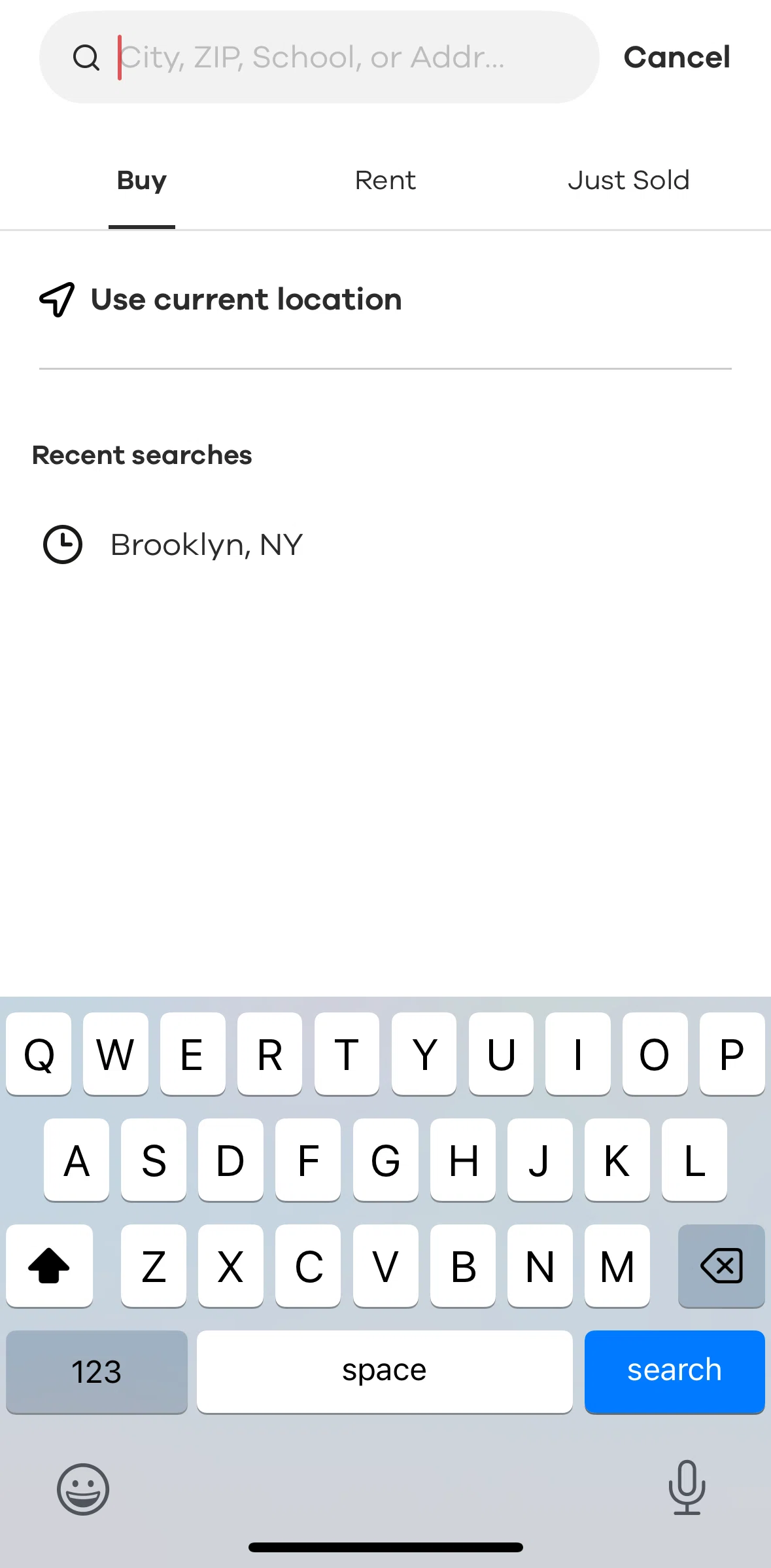 Realtor.com Screen screen in the Searching a home (buy) flow