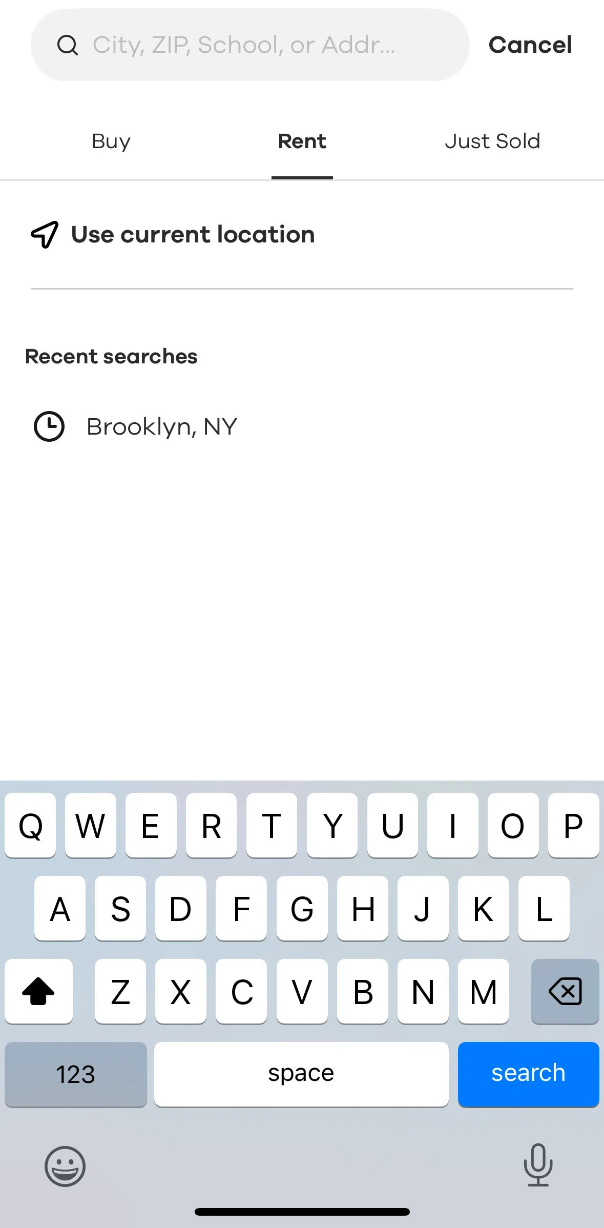 Realtor.com Screen screen in the Searching a home (rent) flow