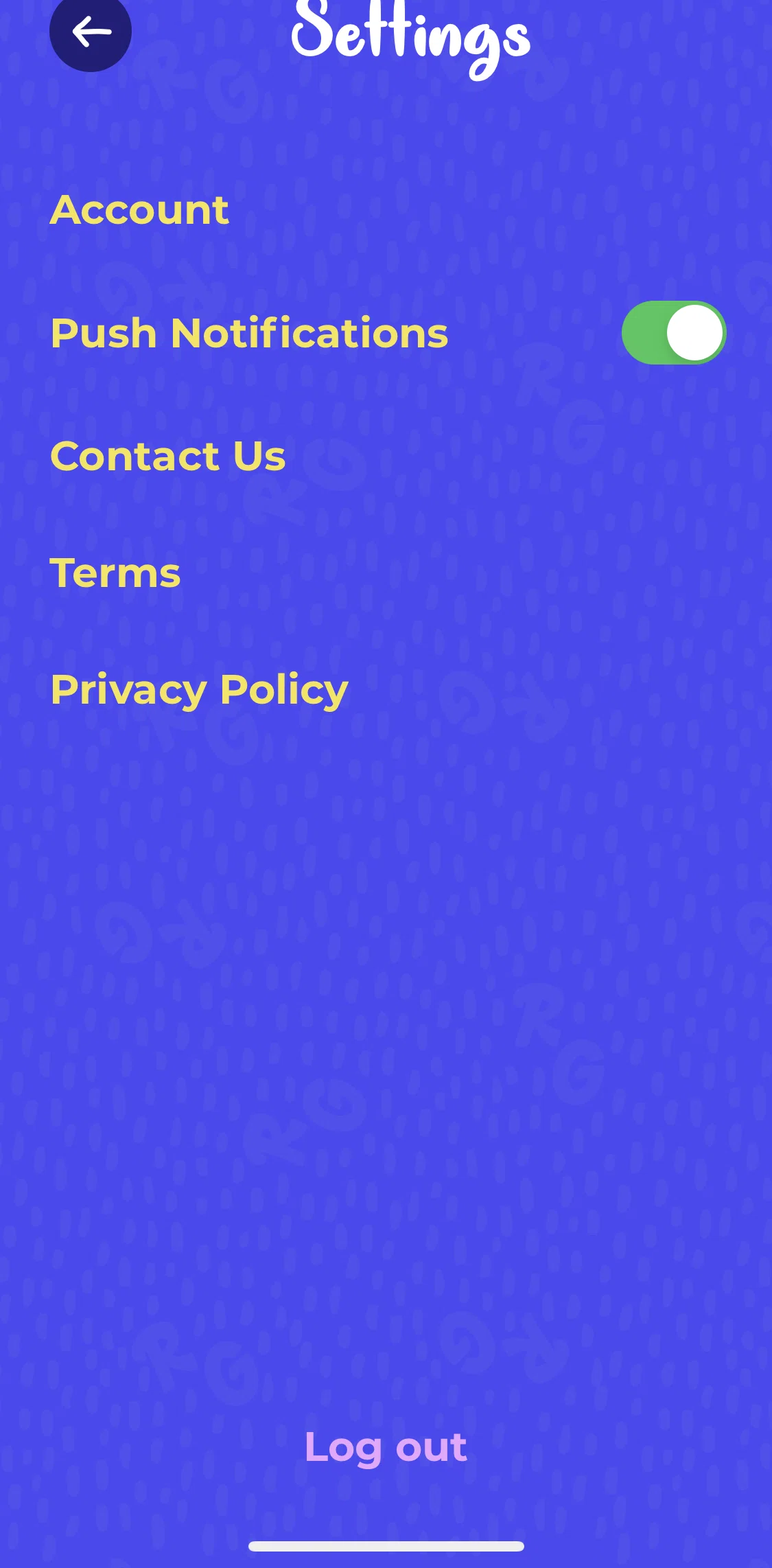 Rebel Girls Screen screen in the Settings flow