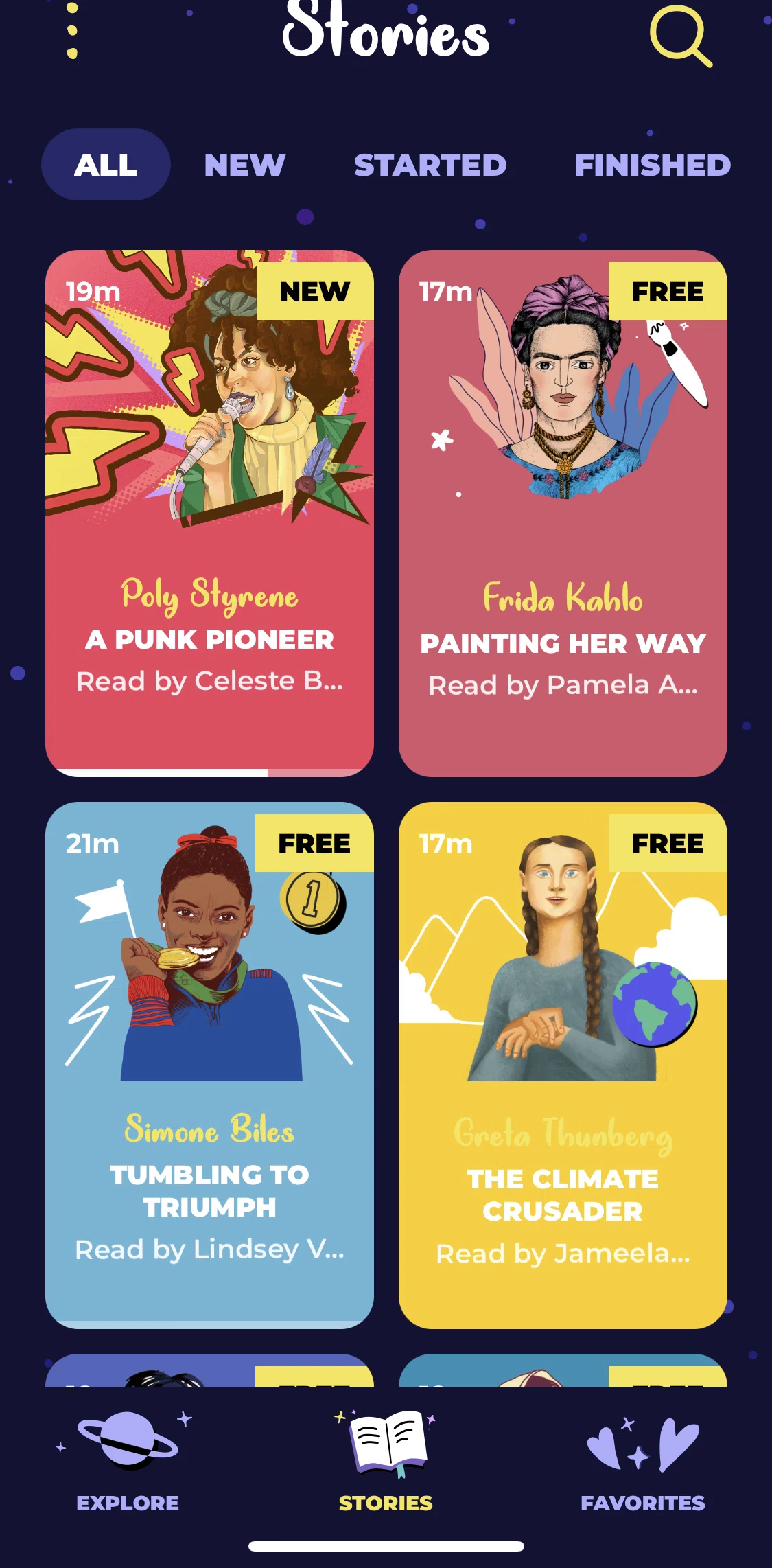 Rebel Girls Screen screen in the Stories flow