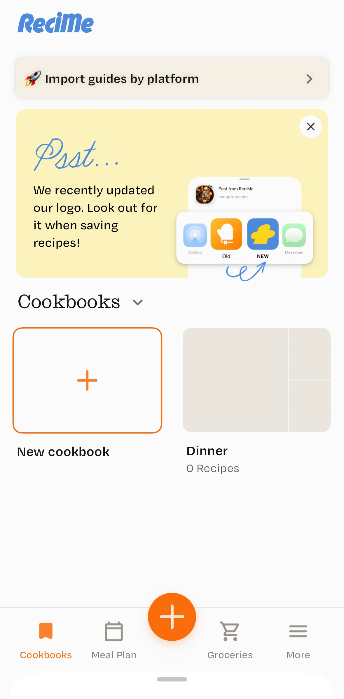 Recime Screen screen in the Import a guide flow