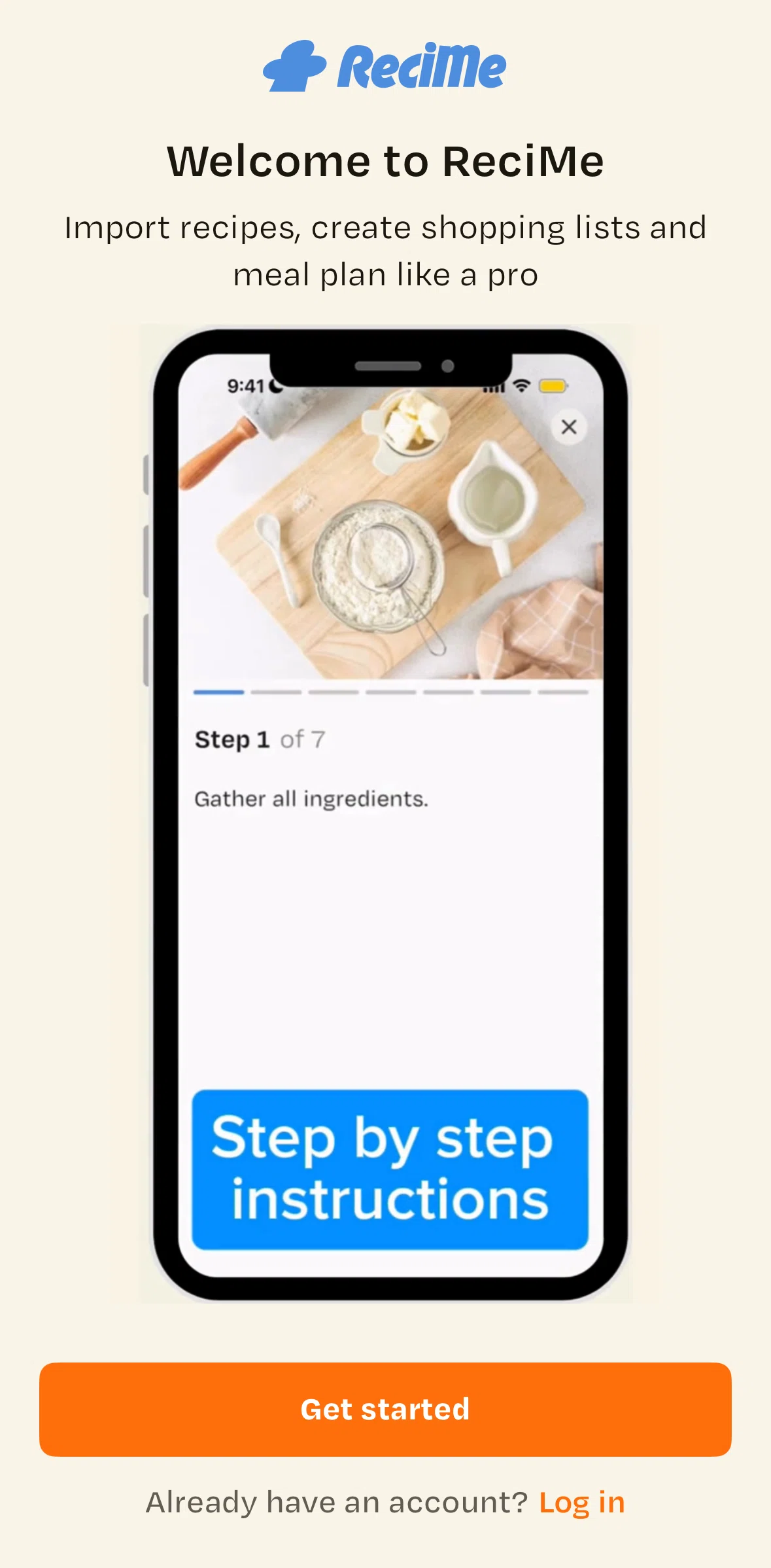 Recime Screen screen in the Logging in flow