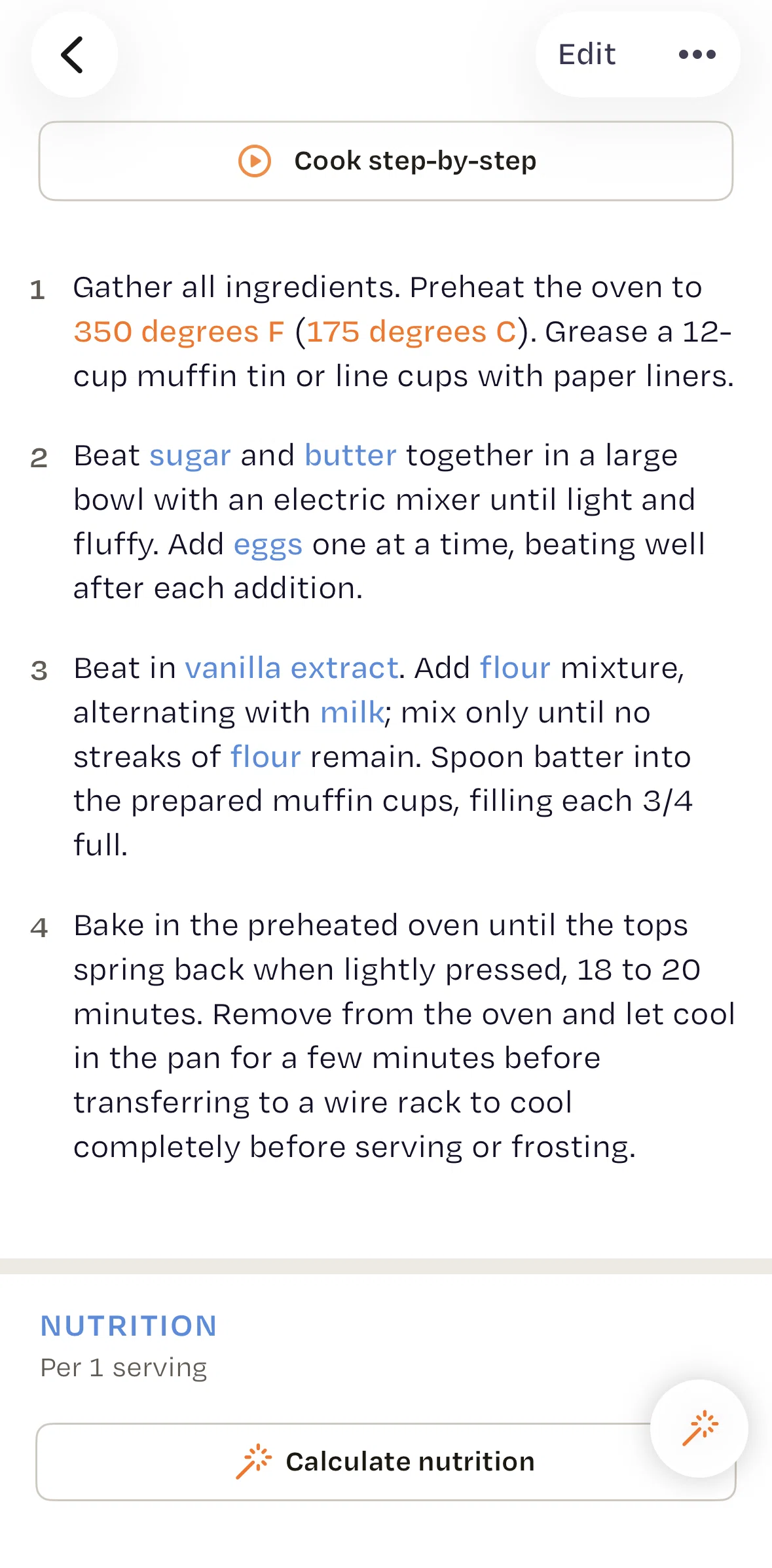 Recime Screen screen in the Playing step-by-step flow