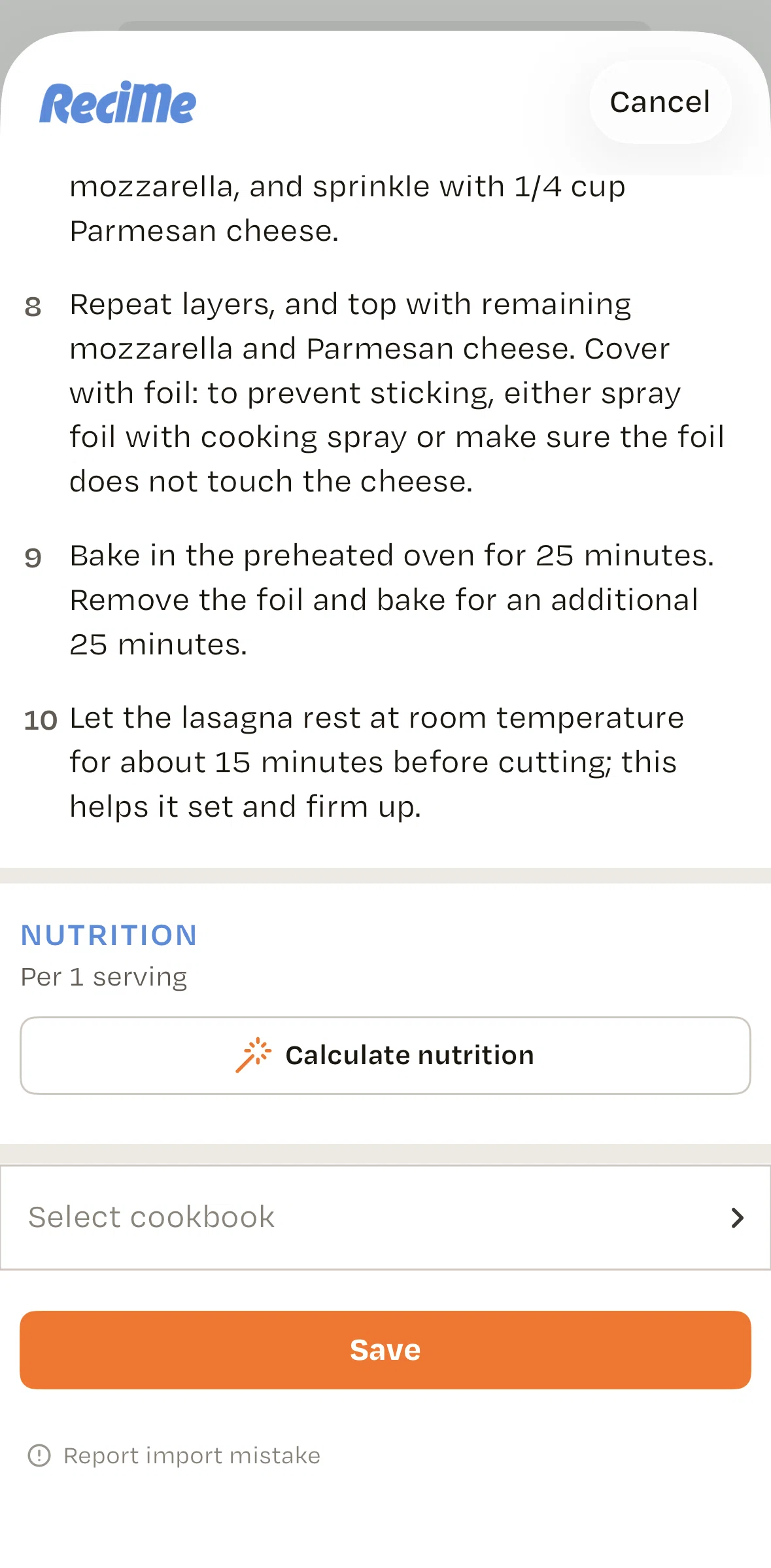 Recime Screen screen in the Sending feedback flow