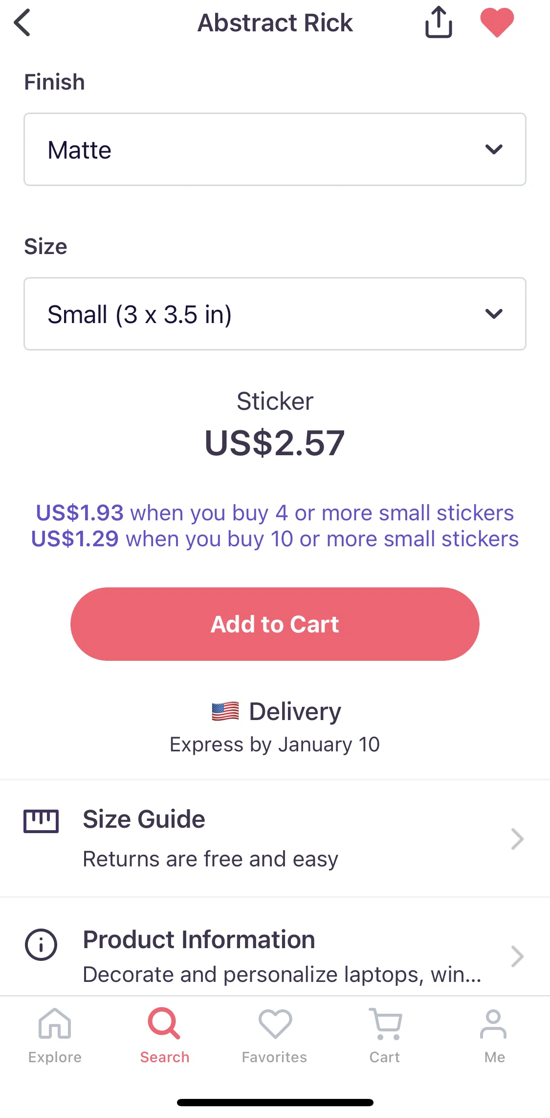 Redbubble Screen screen in the Adding to cart flow