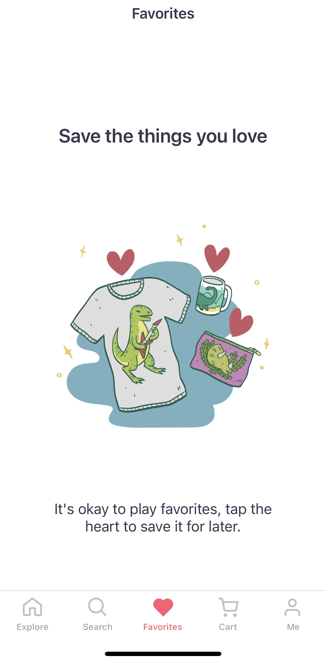 Redbubble Screen screen in the Favorites flow