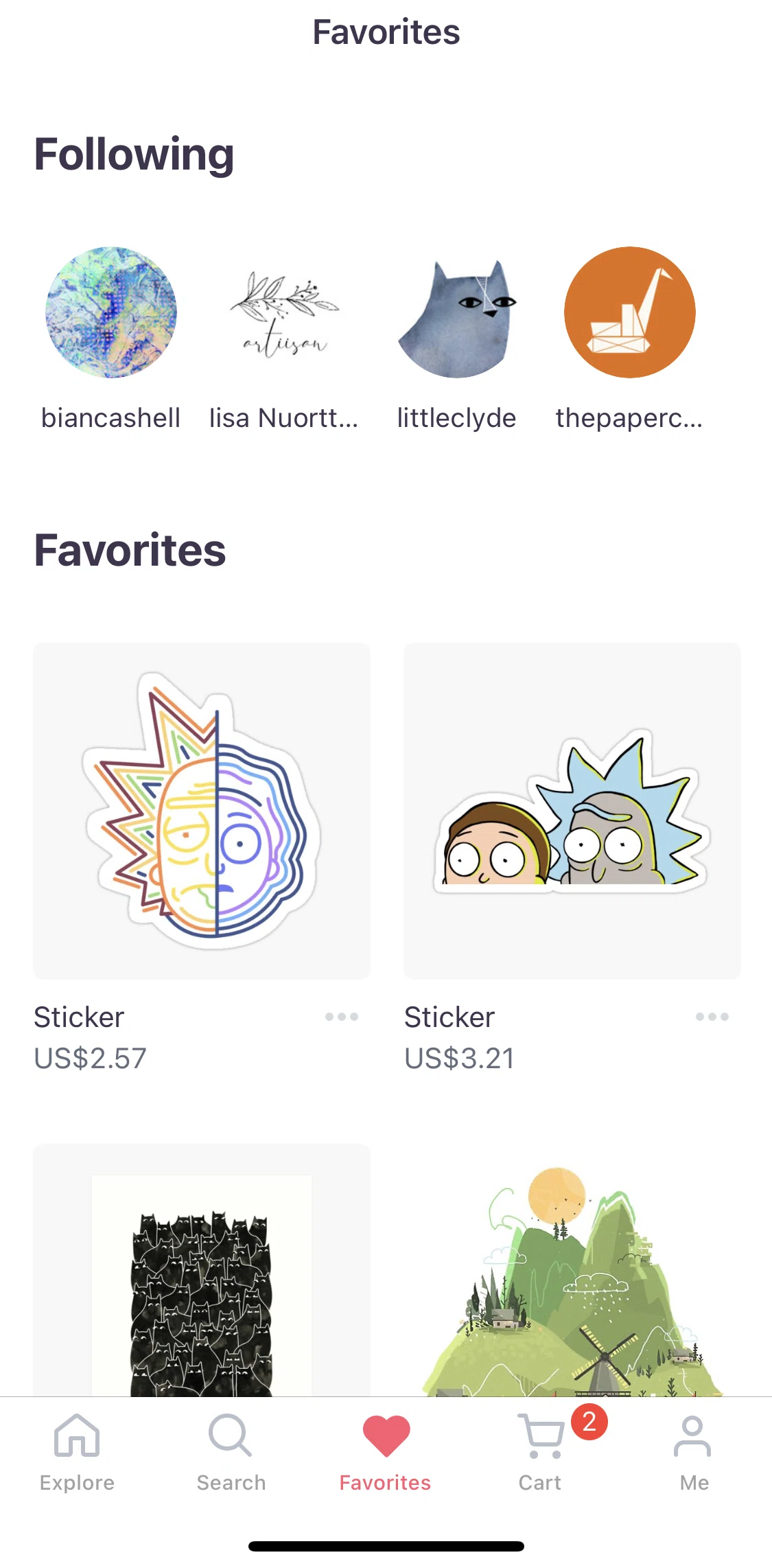 Redbubble Screen screen in the Removing from favorites flow