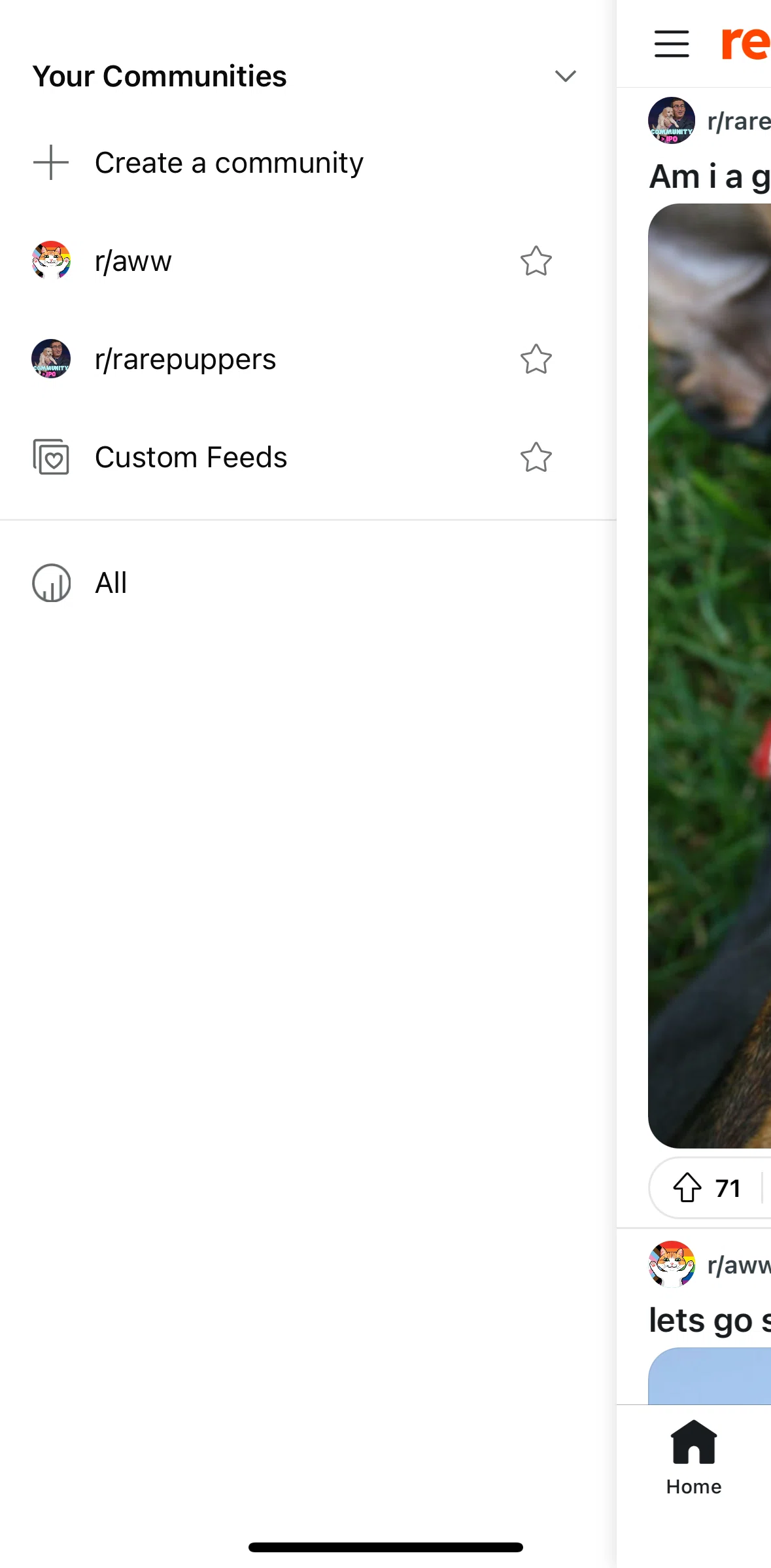 Reddit Screen screen in the Adding a community to favorites flow