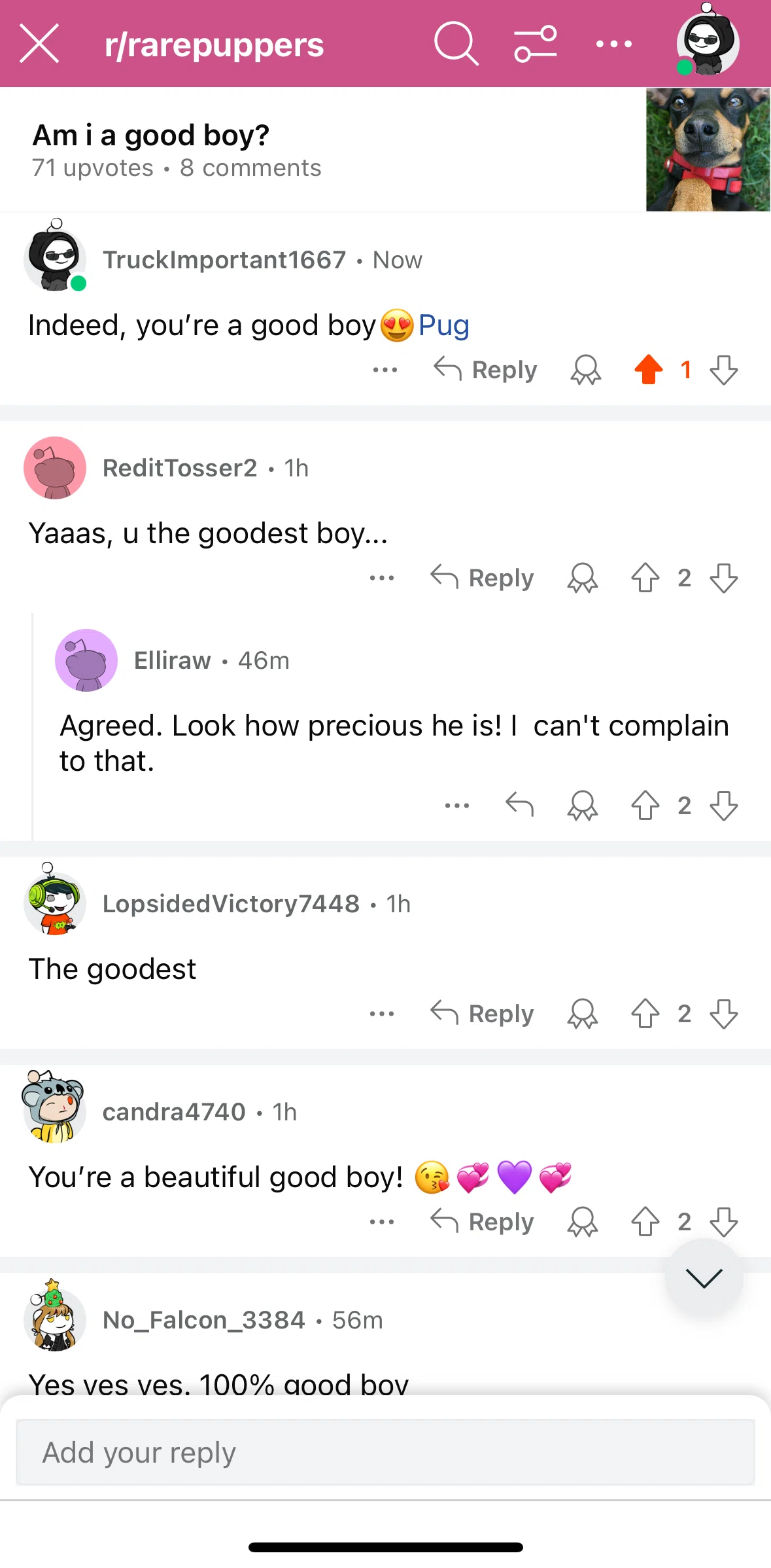 Reddit Screen screen in the Comment options flow