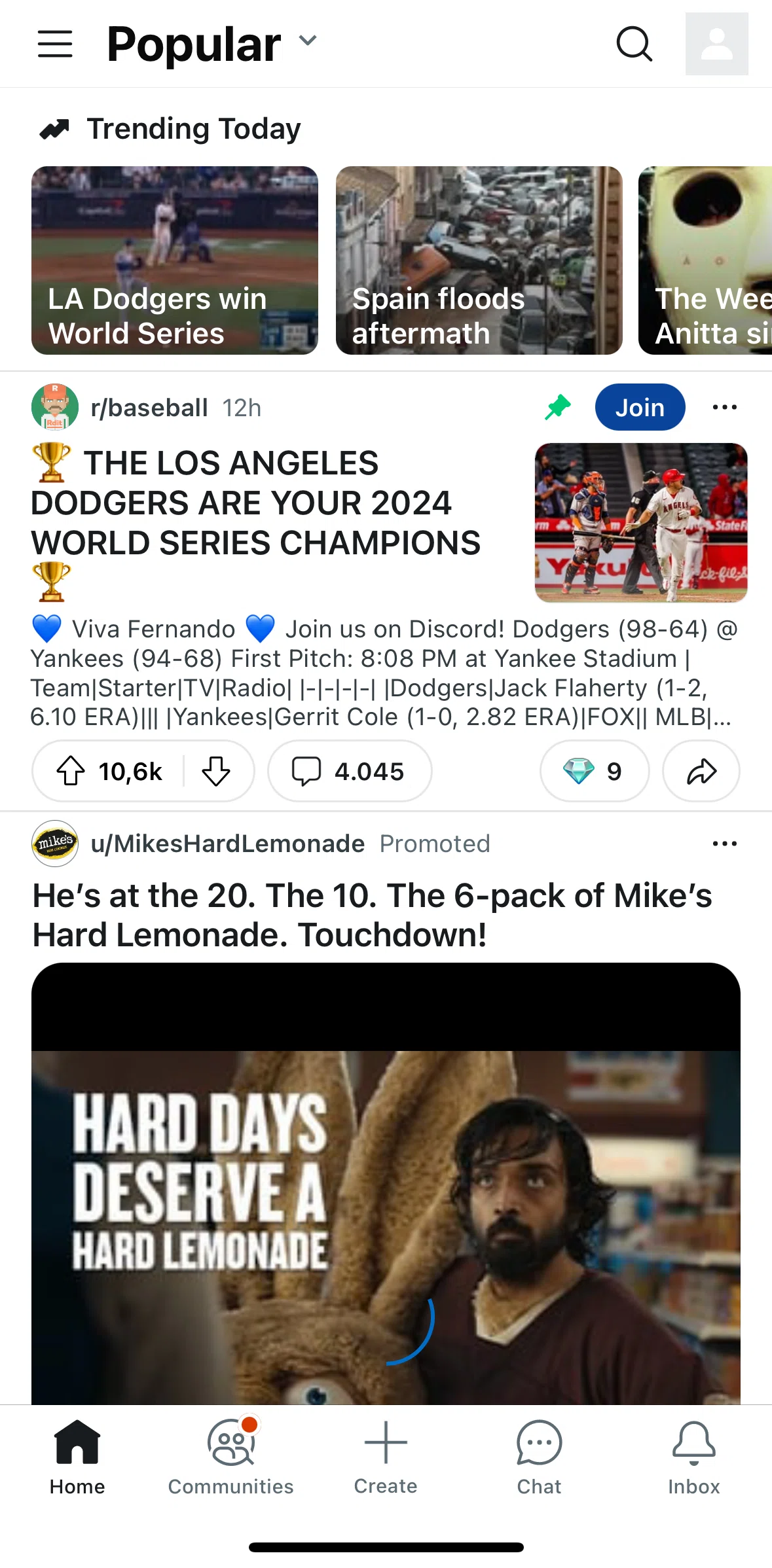Reddit Screen screen in the Logging in flow