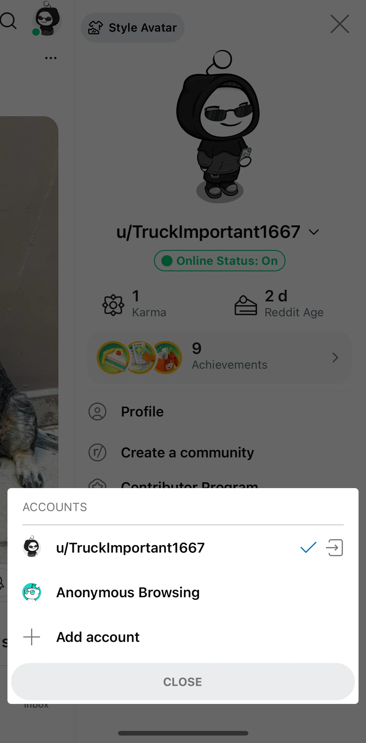 Reddit Screen screen in the Logging out flow
