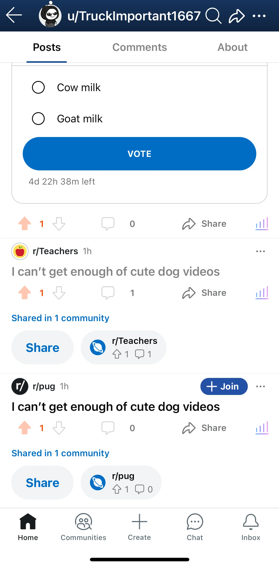 Reddit Screen screen in the Post insights flow
