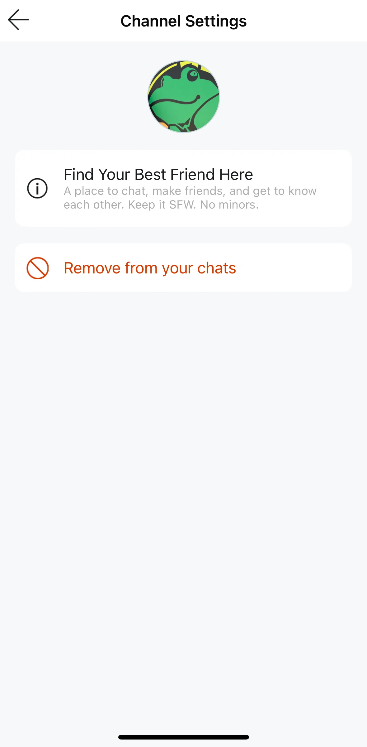 Reddit Screen screen in the Removing from chats flow