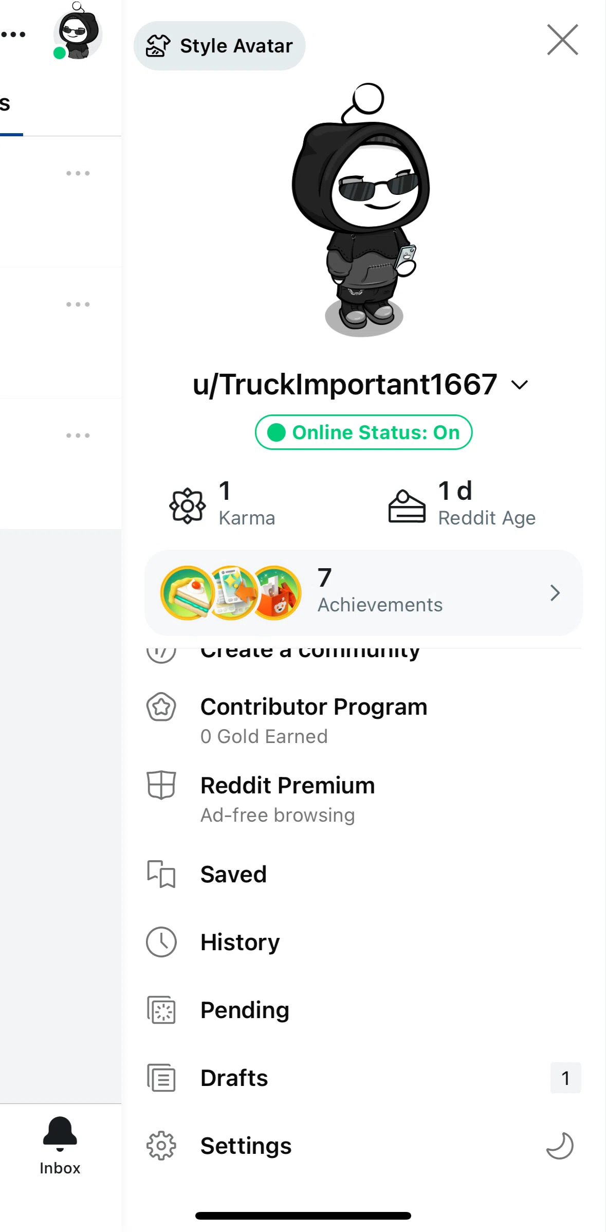 Reddit Screen screen in the Switching to dark mode flow