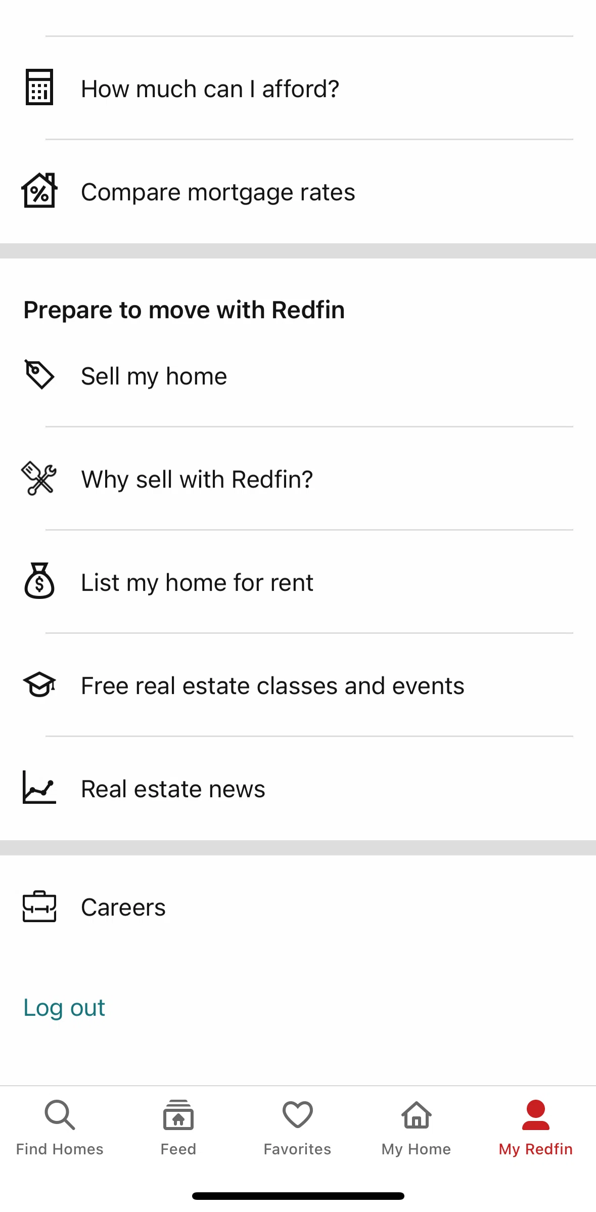 Redfin Screen screen in the Affordability calculator flow