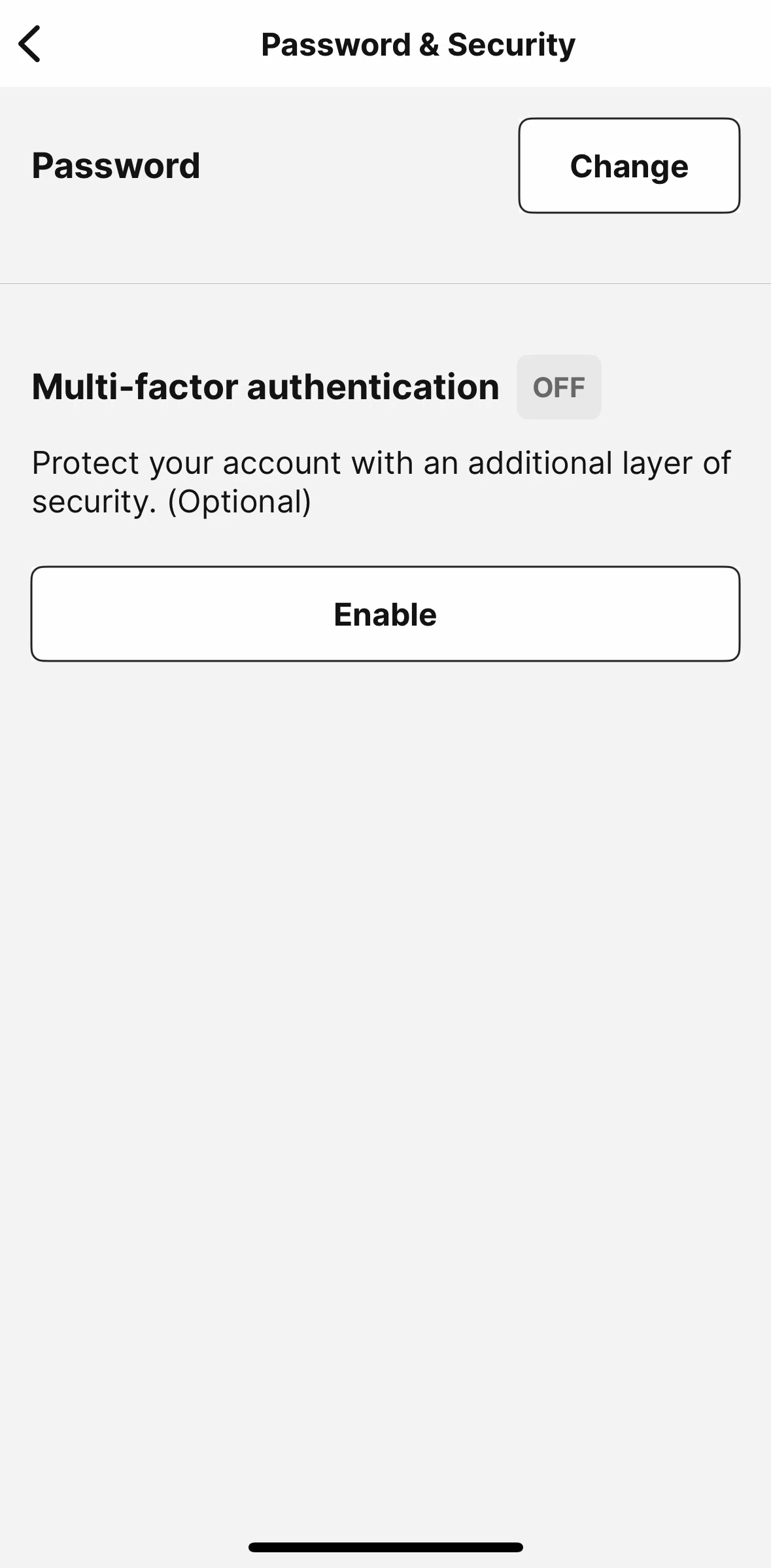 Redfin Screen screen in the Changing a password flow