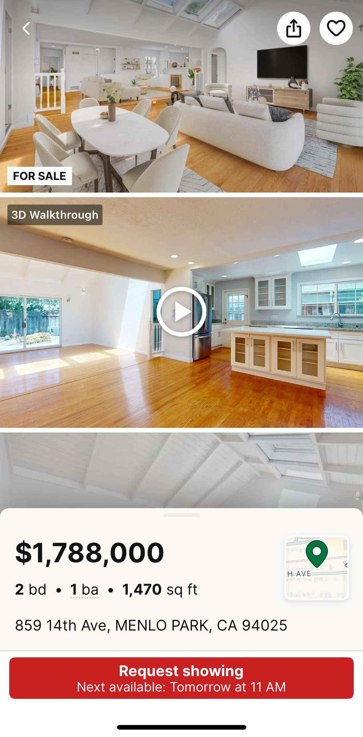 Redfin Screen screen in the Requesting a tour flow
