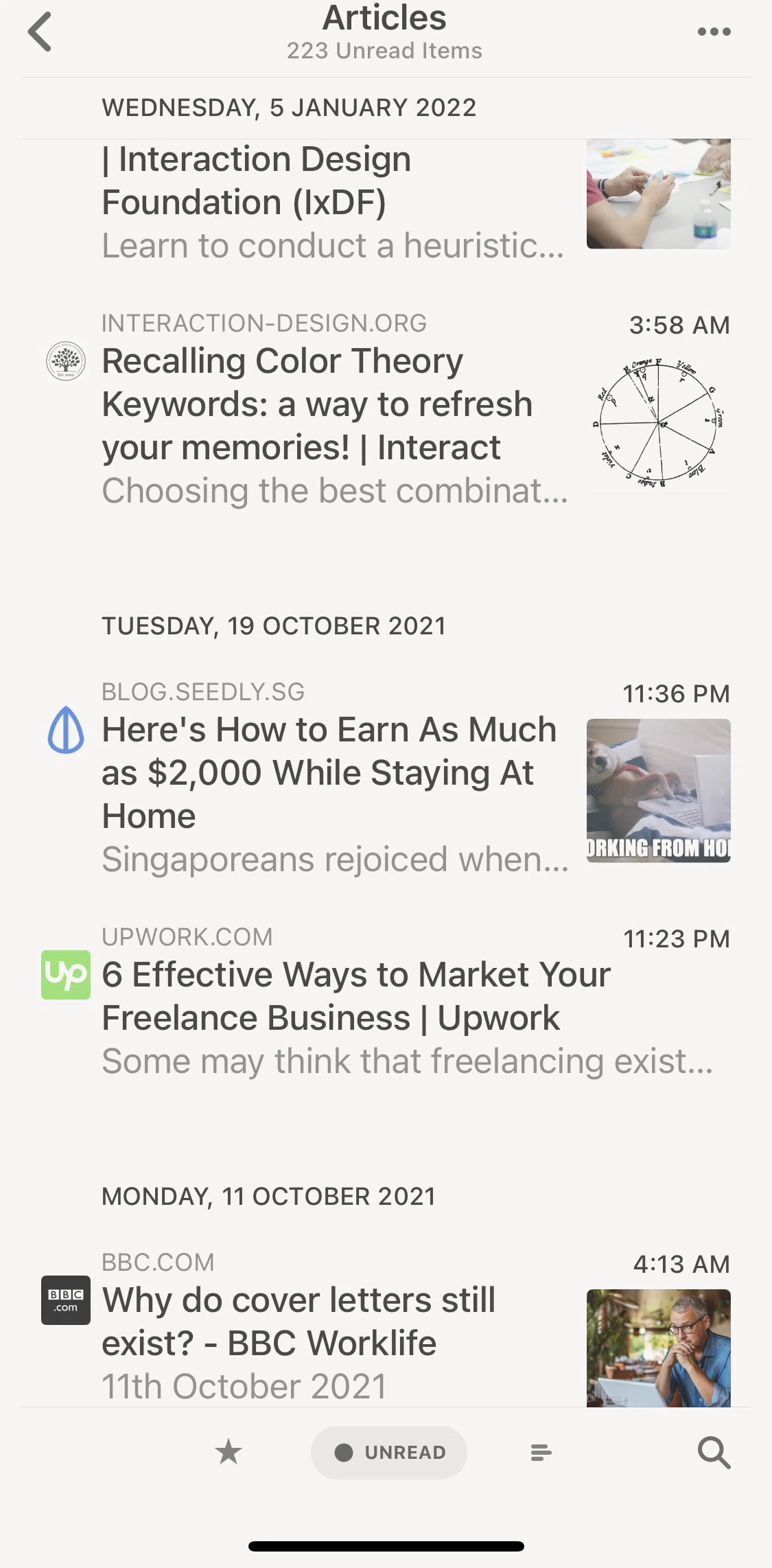 Reeder 5 Screen screen in the Filtering articles flow