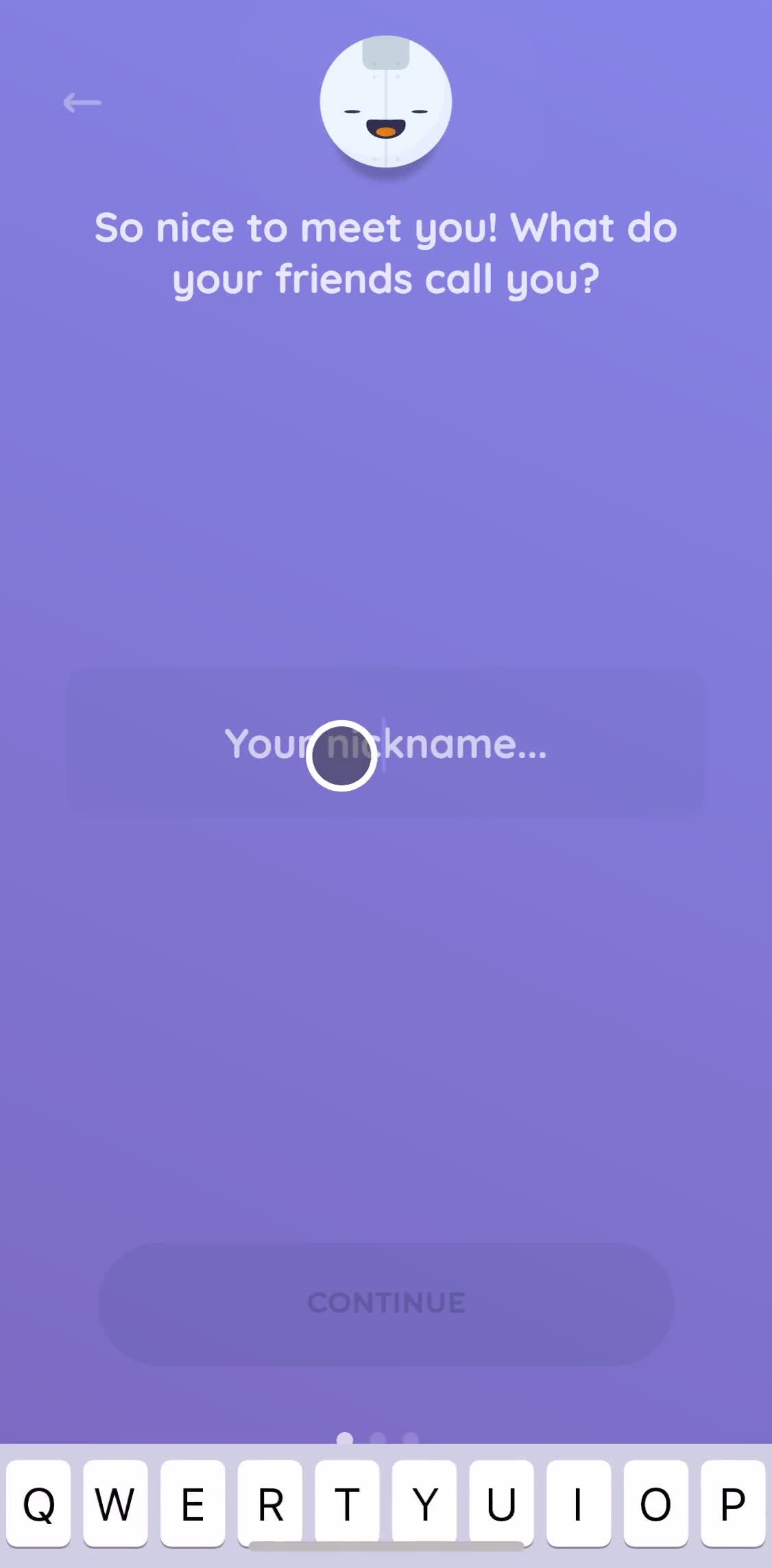 Reflectly Set name screen in the Onboarding flow