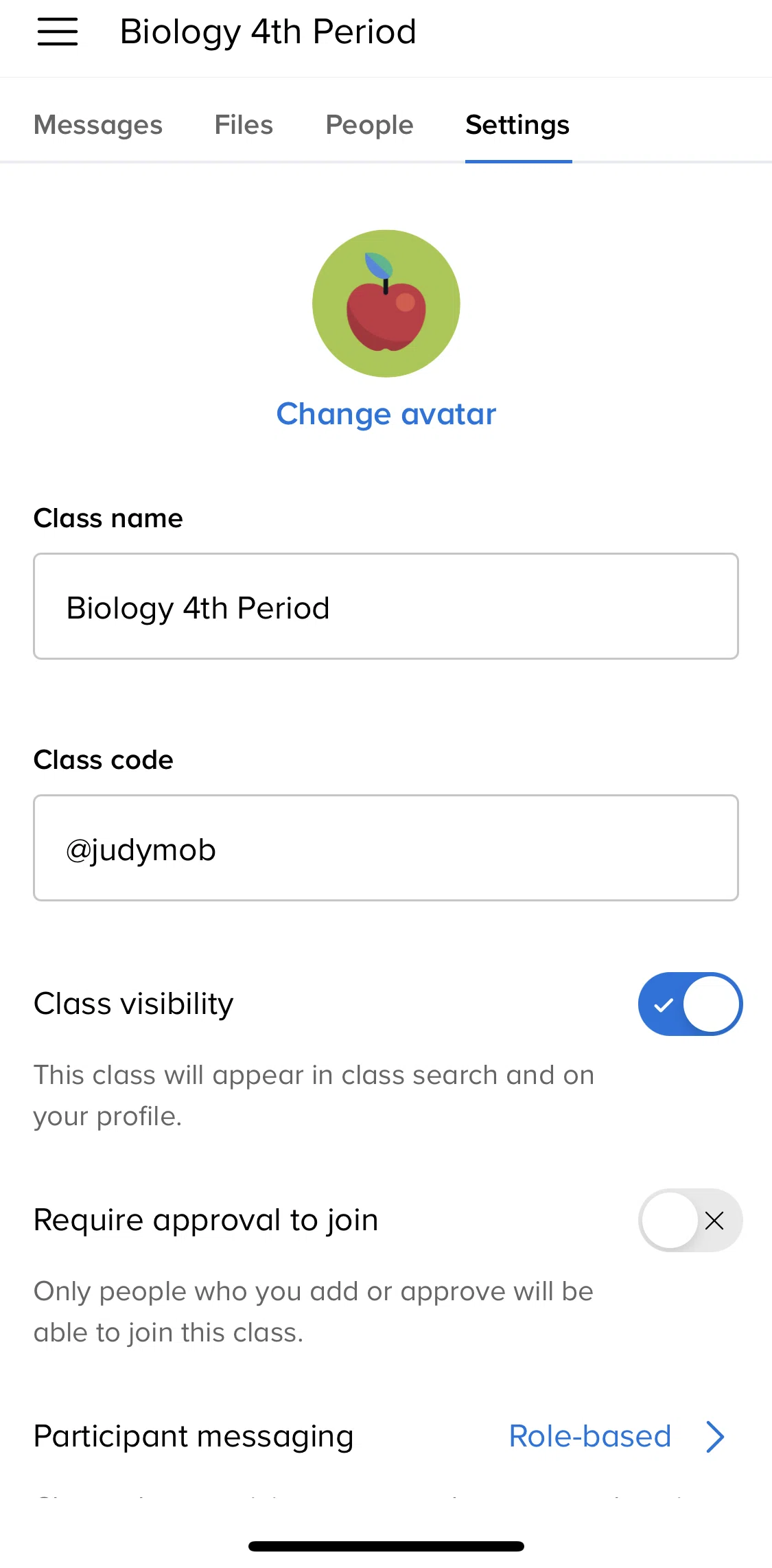 Remind Screen screen in the Changing class avatar flow