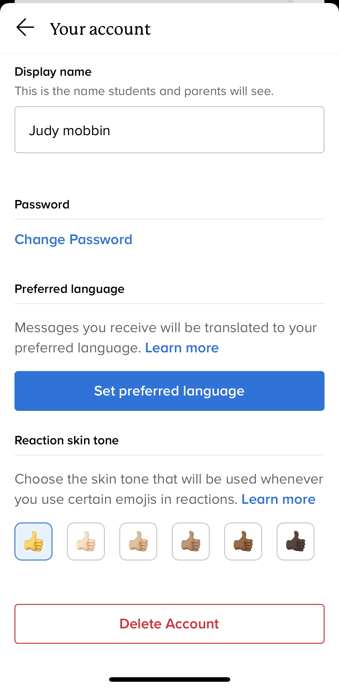 Remind Screen screen in the Deleting account flow