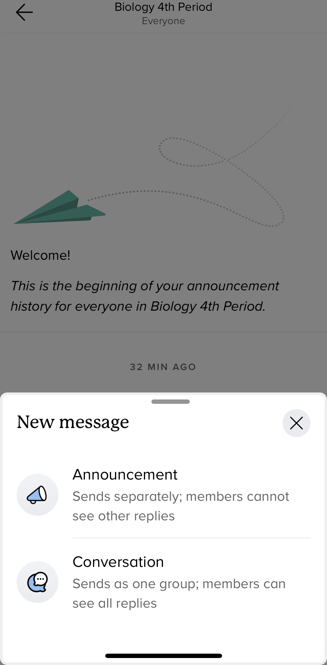 Remind Screen screen in the Starting a conversation flow