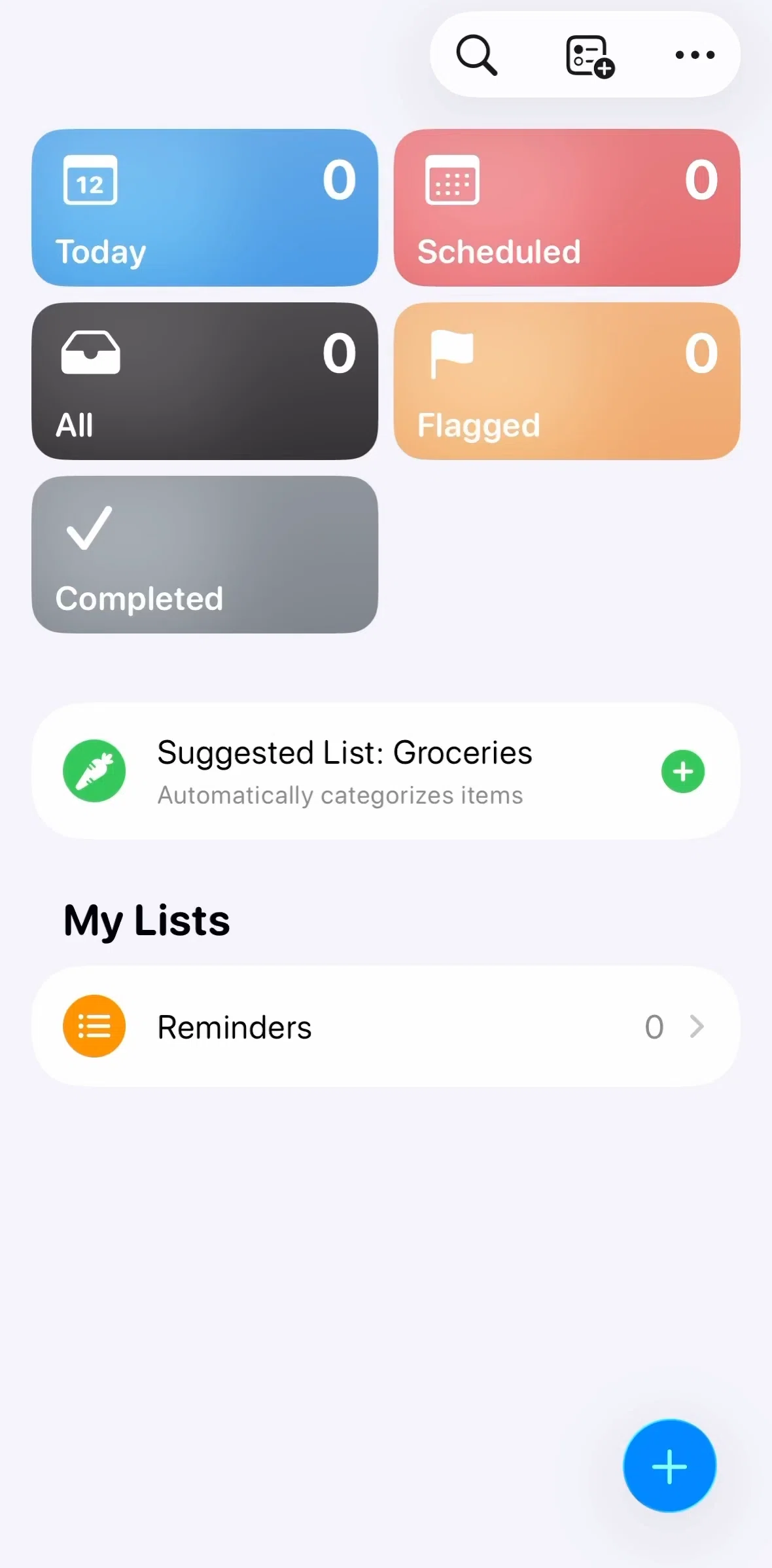 Reminders Screen screen in the Adding a reminder flow