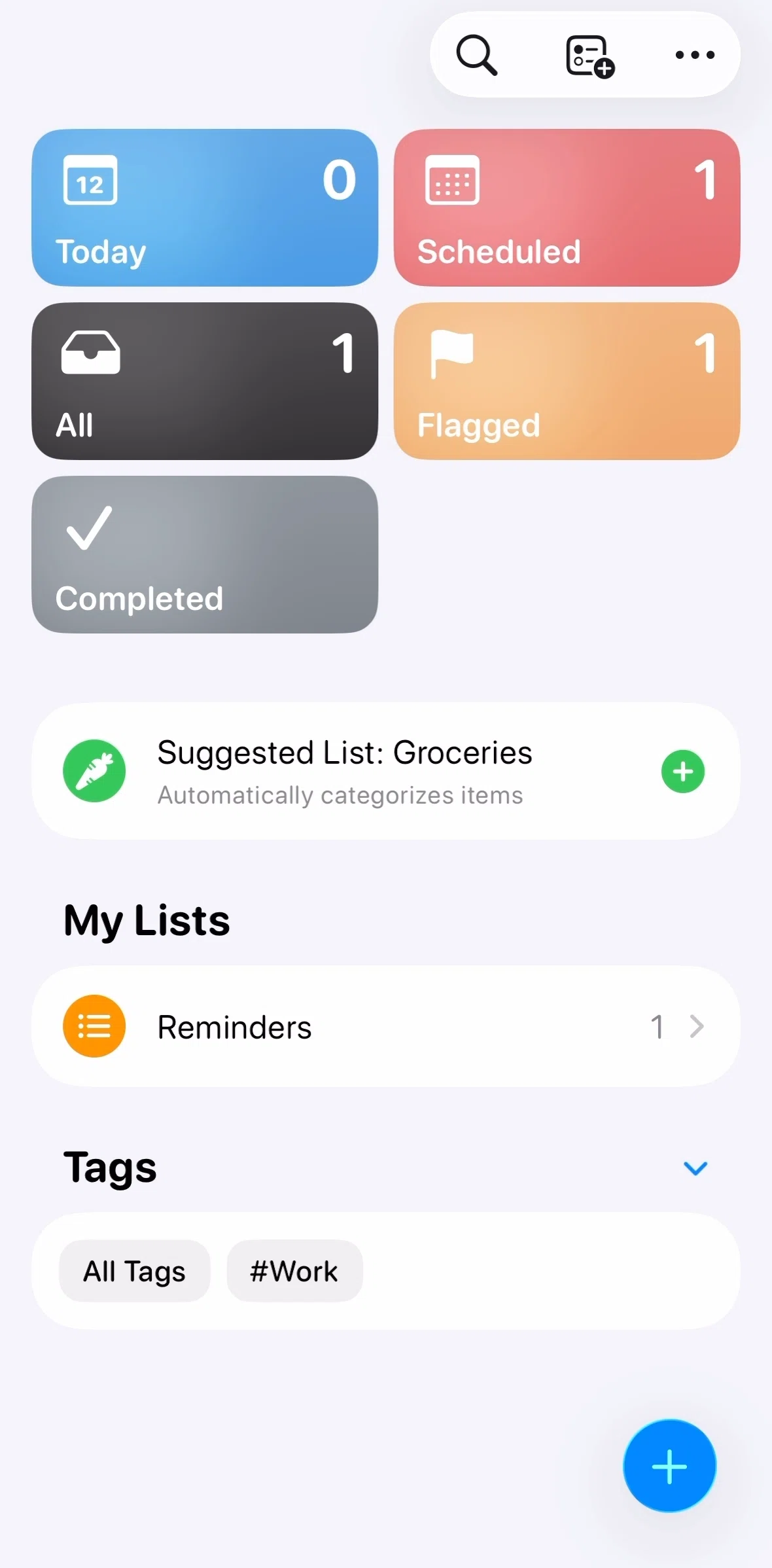 Reminders Screen screen in the Scheduled flow